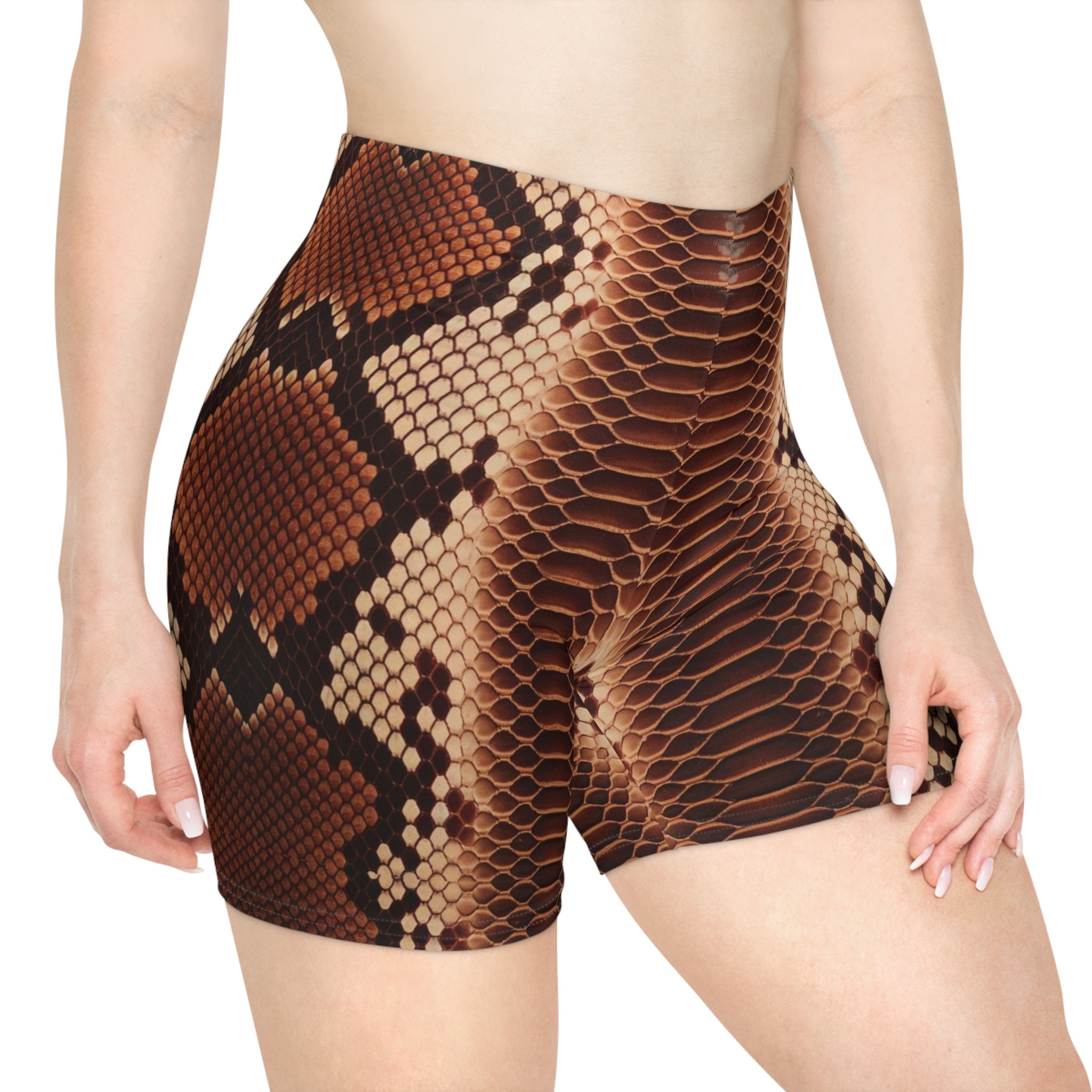 Stylish Snake Print Women's Biker Shorts for Active Days - Angel Body