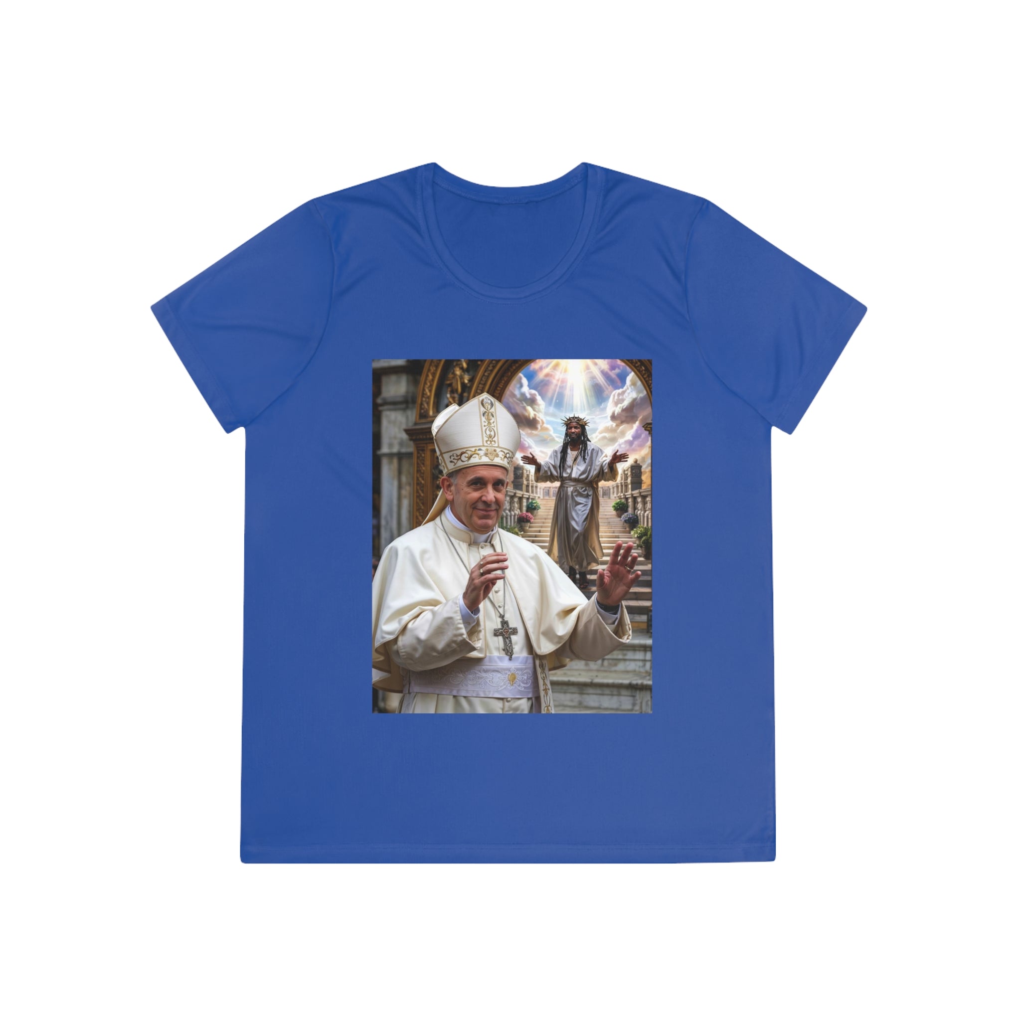 Pope-Inspired Ladies Competitor Tee - Faith & Inspiration Graphic Tee - Angel Body