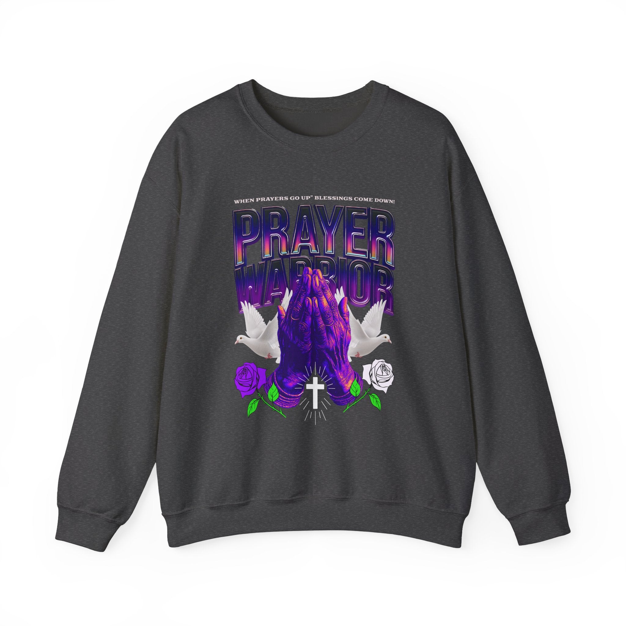 Prayer Warrior Crewneck Sweatshirt - Unisex Heavy Blend™ - Perfect for Spiritual Comfort - Angel Body
