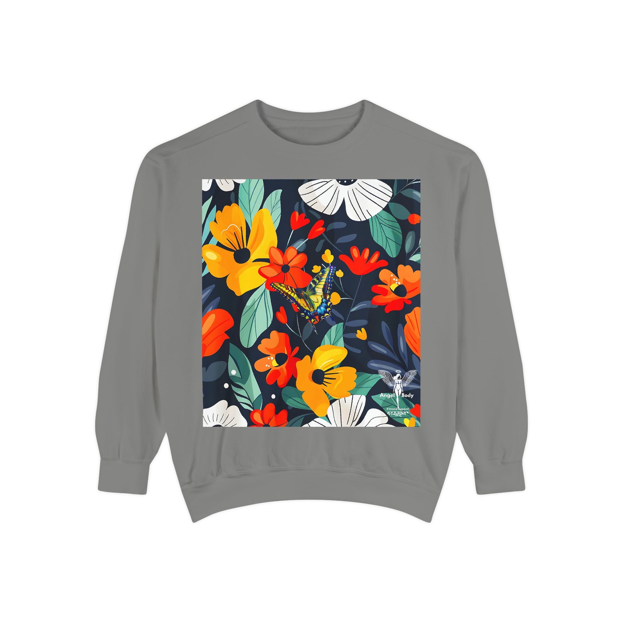 Vibrant Floral Unisex Garment-Dyed Sweatshirt - Perfect for Spring Celebrations - Angel Body