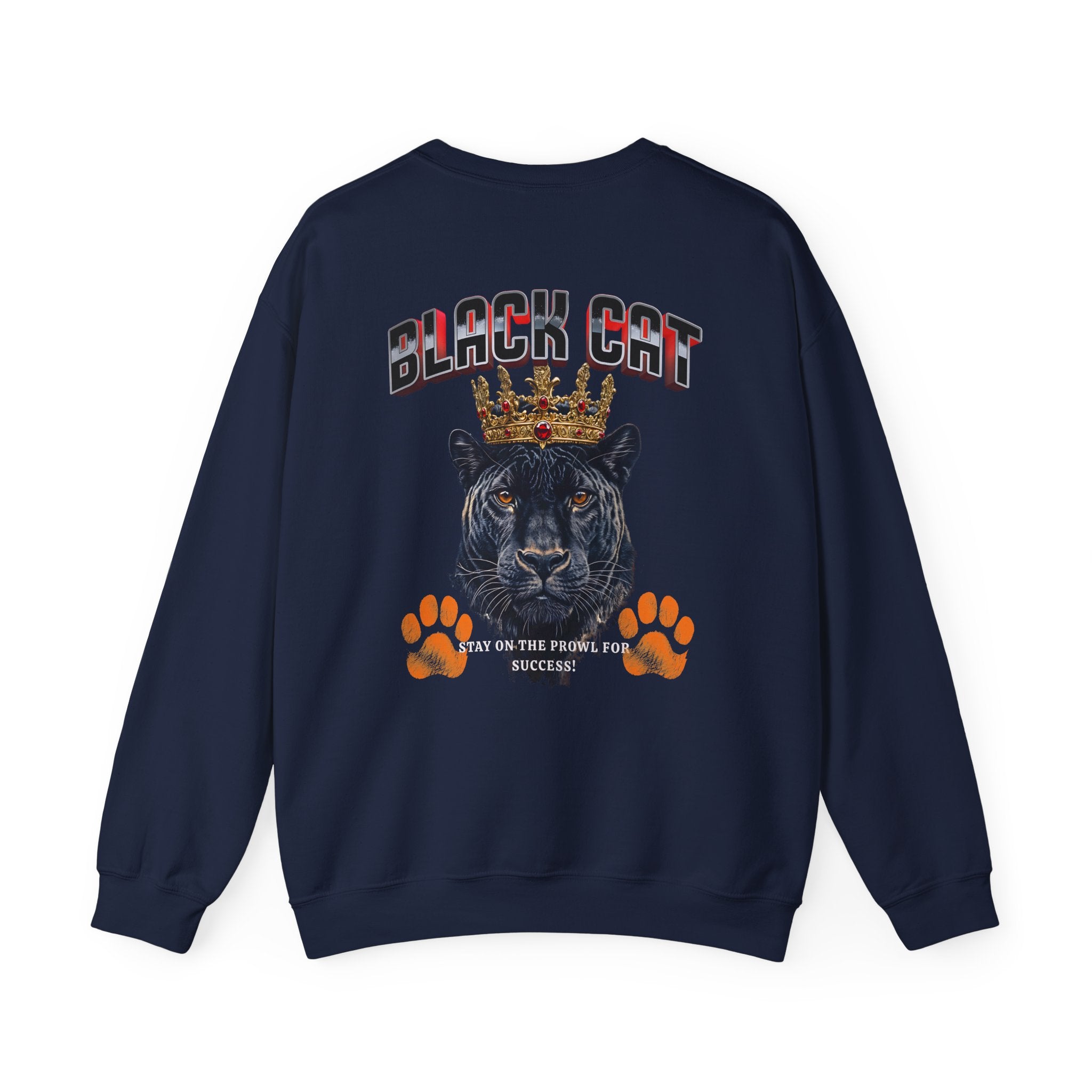 Black Cat Crowned Sweatshirt - Unisex Heavy Blend™, Stay on the Prowl for Success! - Angel Body