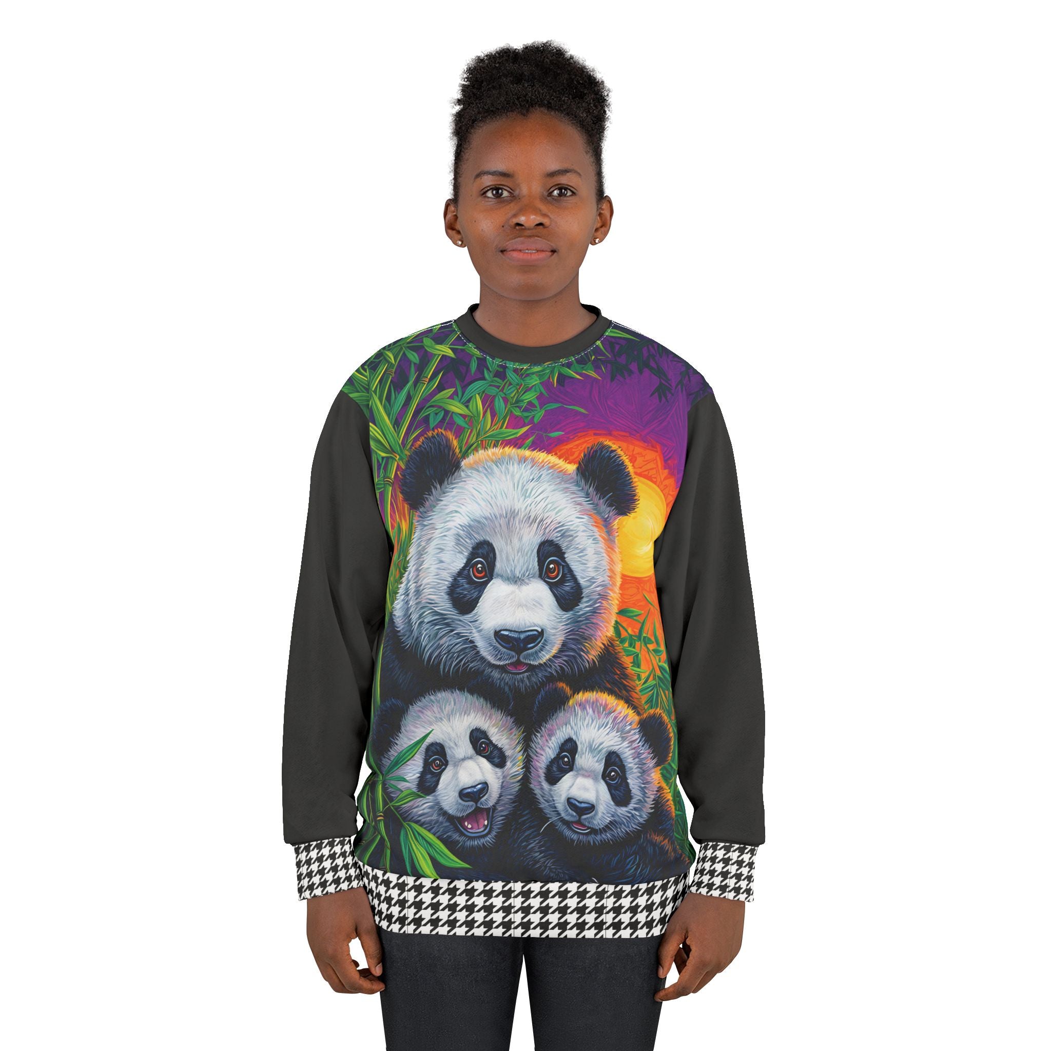 Colorful Panda Family Unisex Sweatshirt - Cozy Animal Lover Apparel - Angel Body