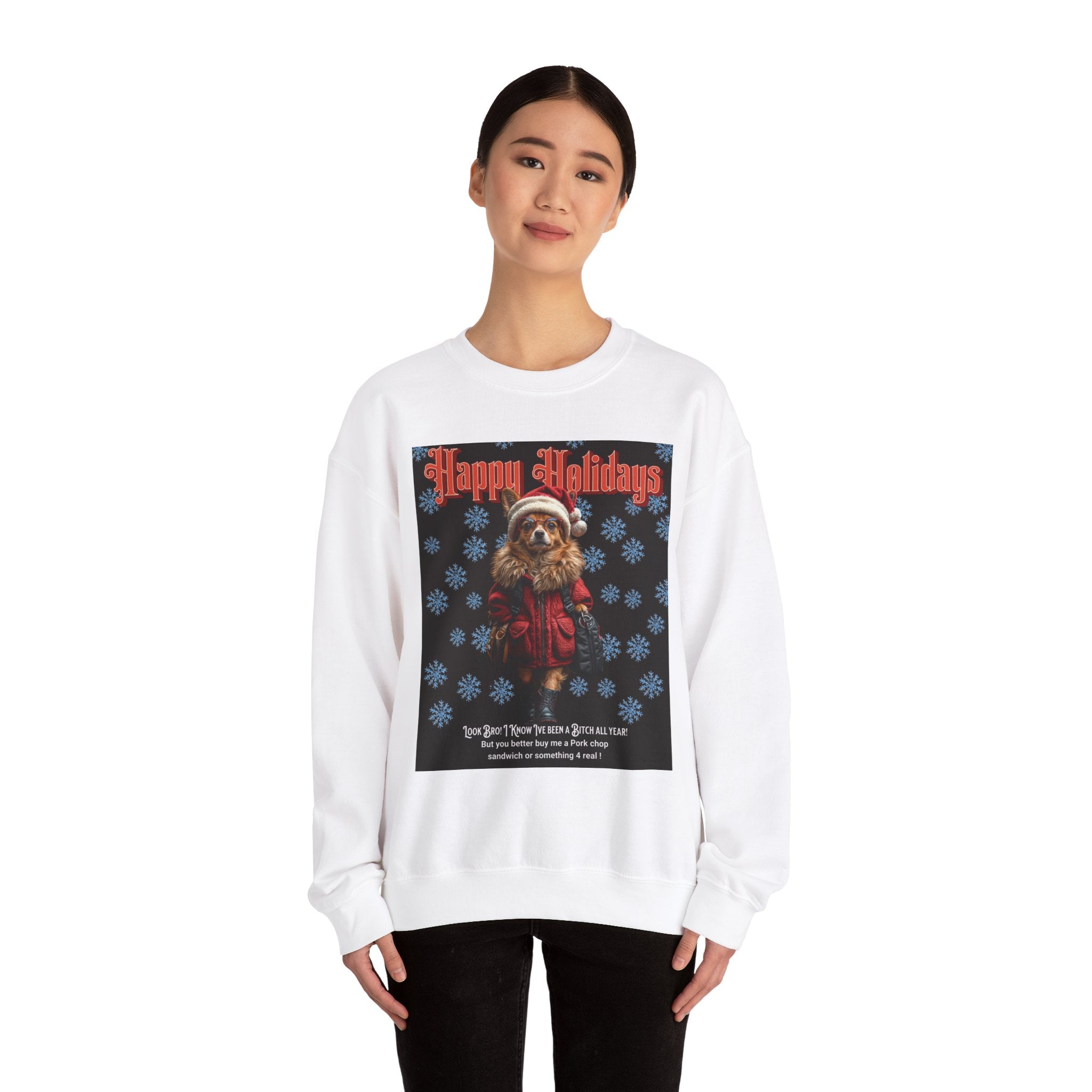 Funny Happy Holidays Dog Unisex Sweatshirt - Angel Body