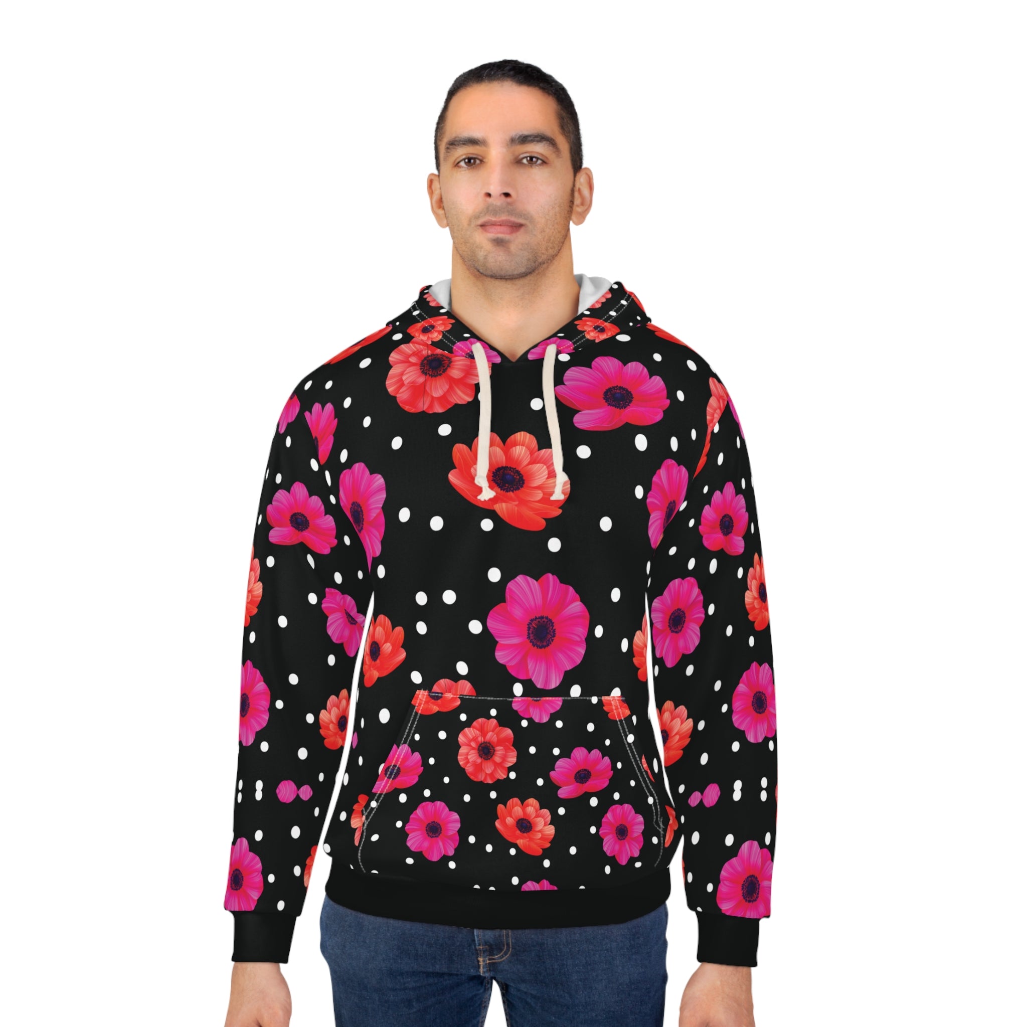 Floral Polka Dot Unisex Pullover Hoodie called Snow Flower – Cozy Soft & Colorful Sweatshirt for Every Occasion - Angel Body