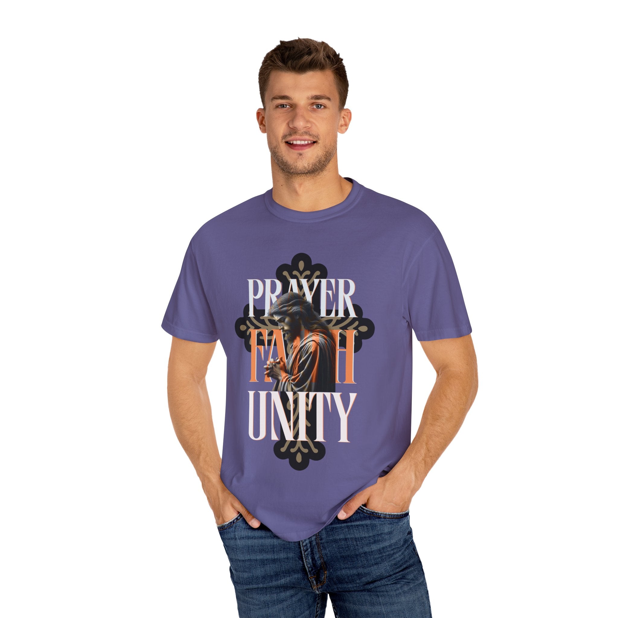 Garment-Dyed Faith & Unity T-Shirt - Prayer Design - Angel Body