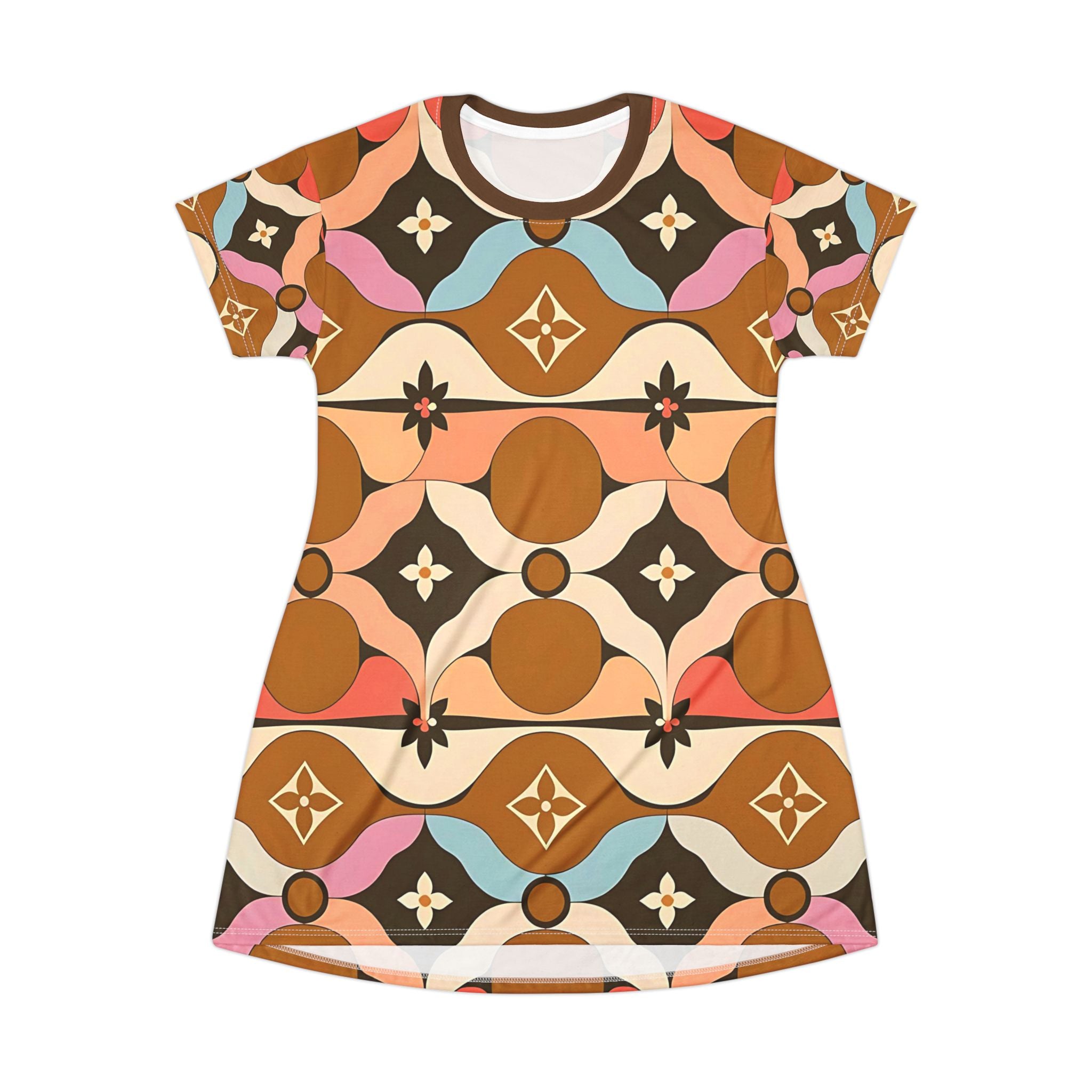 Retro Floral T-Shirt Dress for Boho Vibes - Angel Body