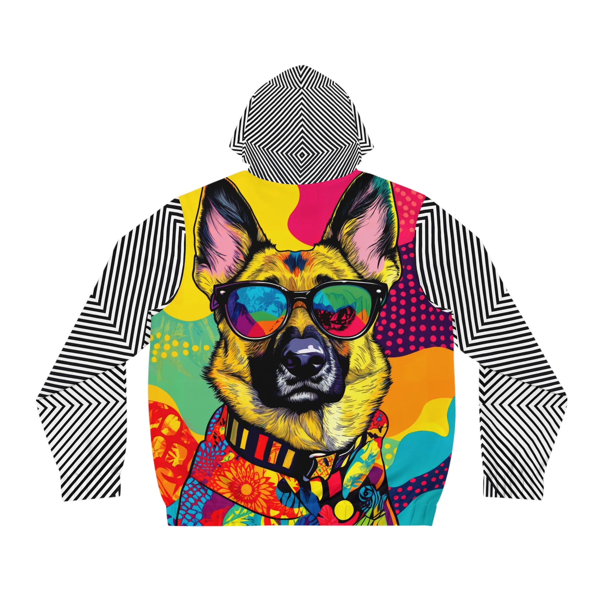 Full-Zip Hoodie with Abstract Pattern & German Shepard, Stylish Layer for Every Occasion