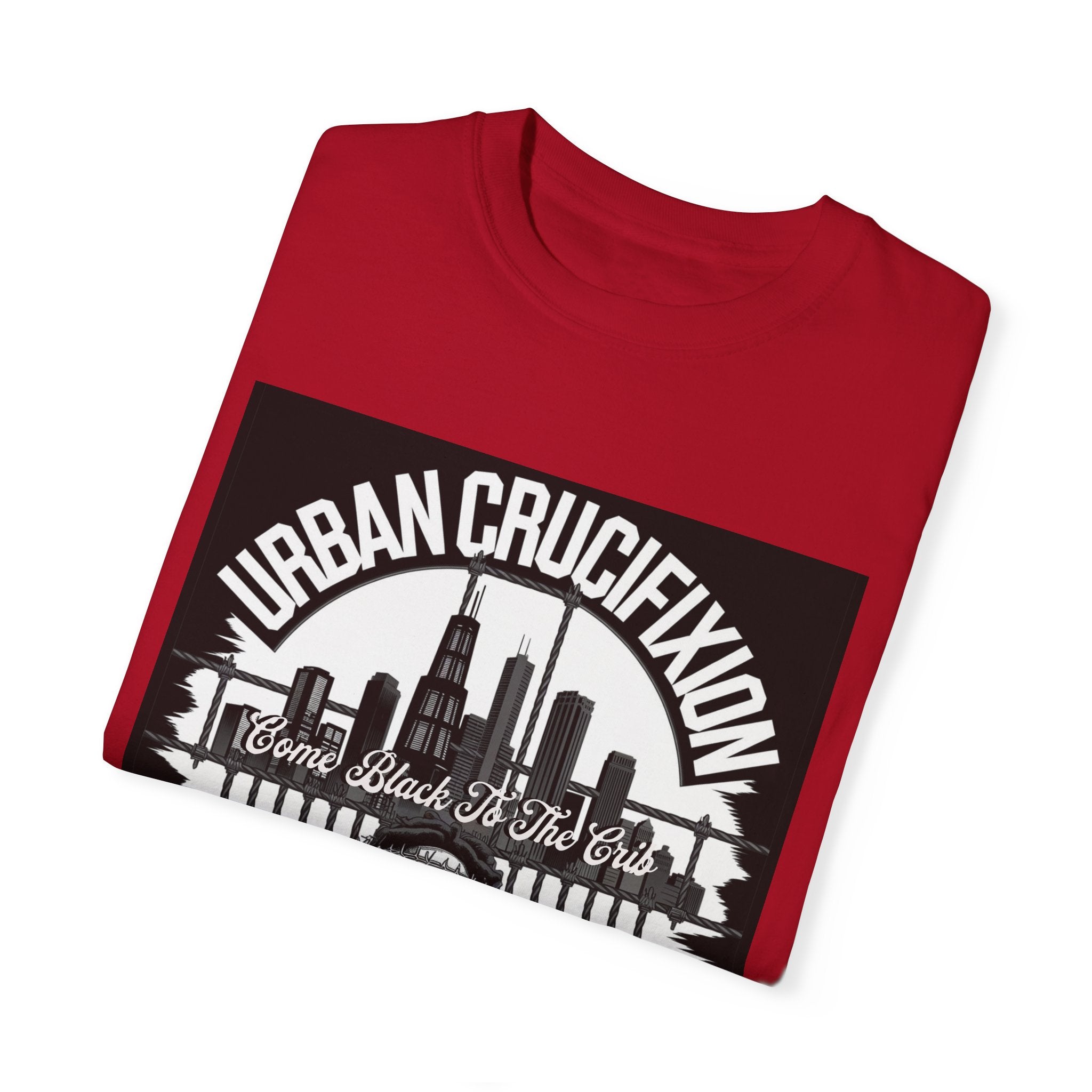 Urban Crucifixion Unisex Garment-Dyed T-Shirt - Street Art Inspired Design - Angel Body