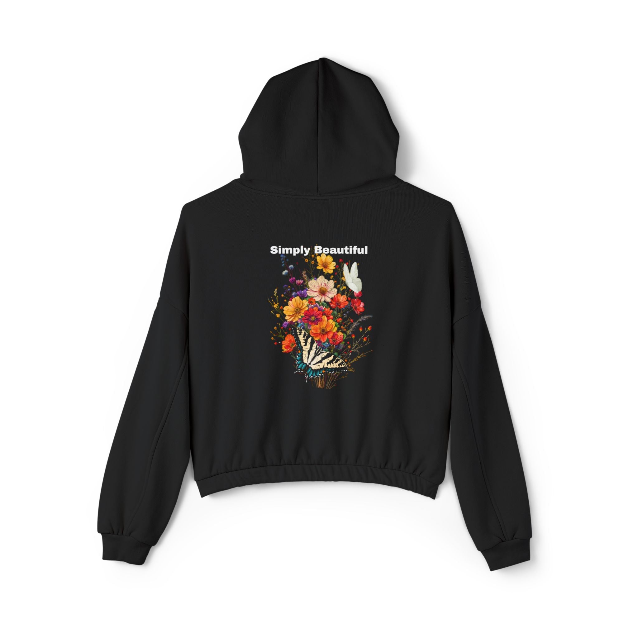 Women's Cinched Bottom Hoodie:with the words Simply Beautiful - Angel Body