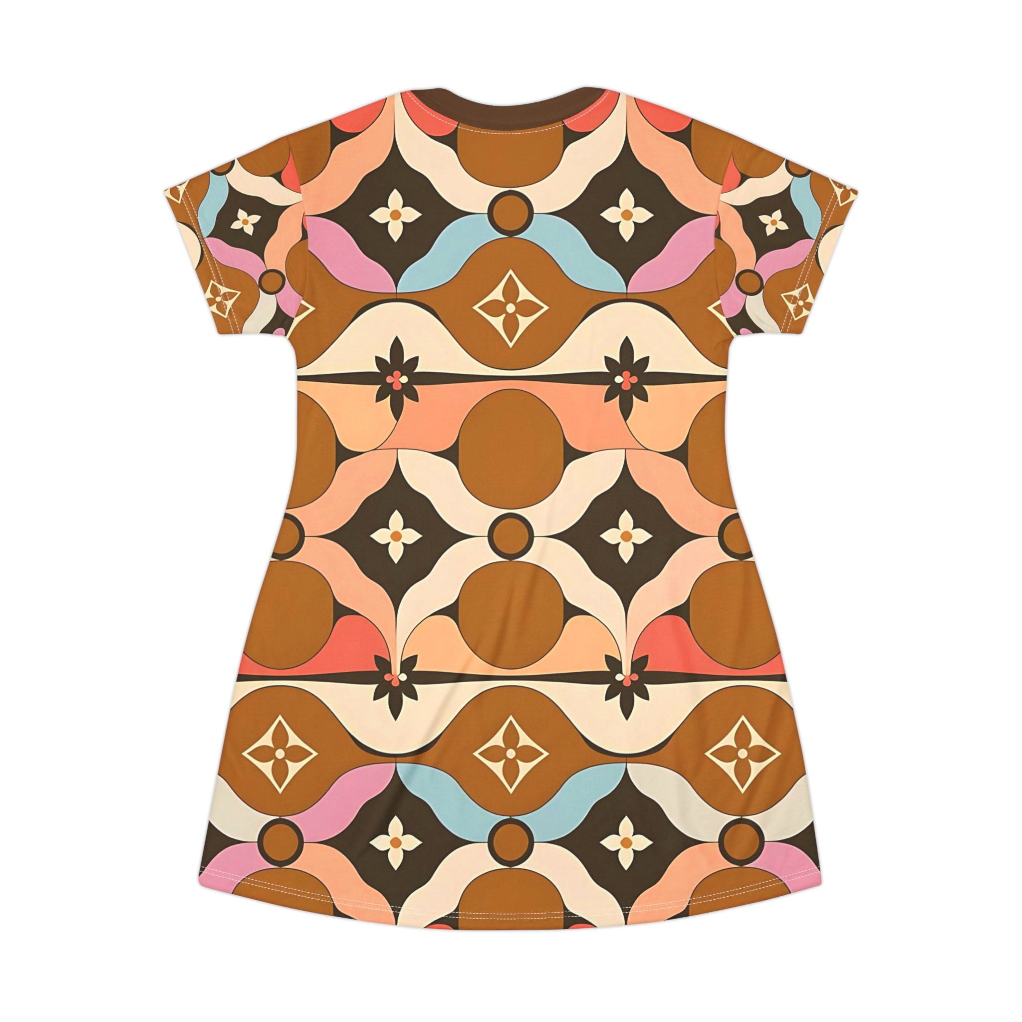 Retro Floral T-Shirt Dress for Boho Vibes - Angel Body