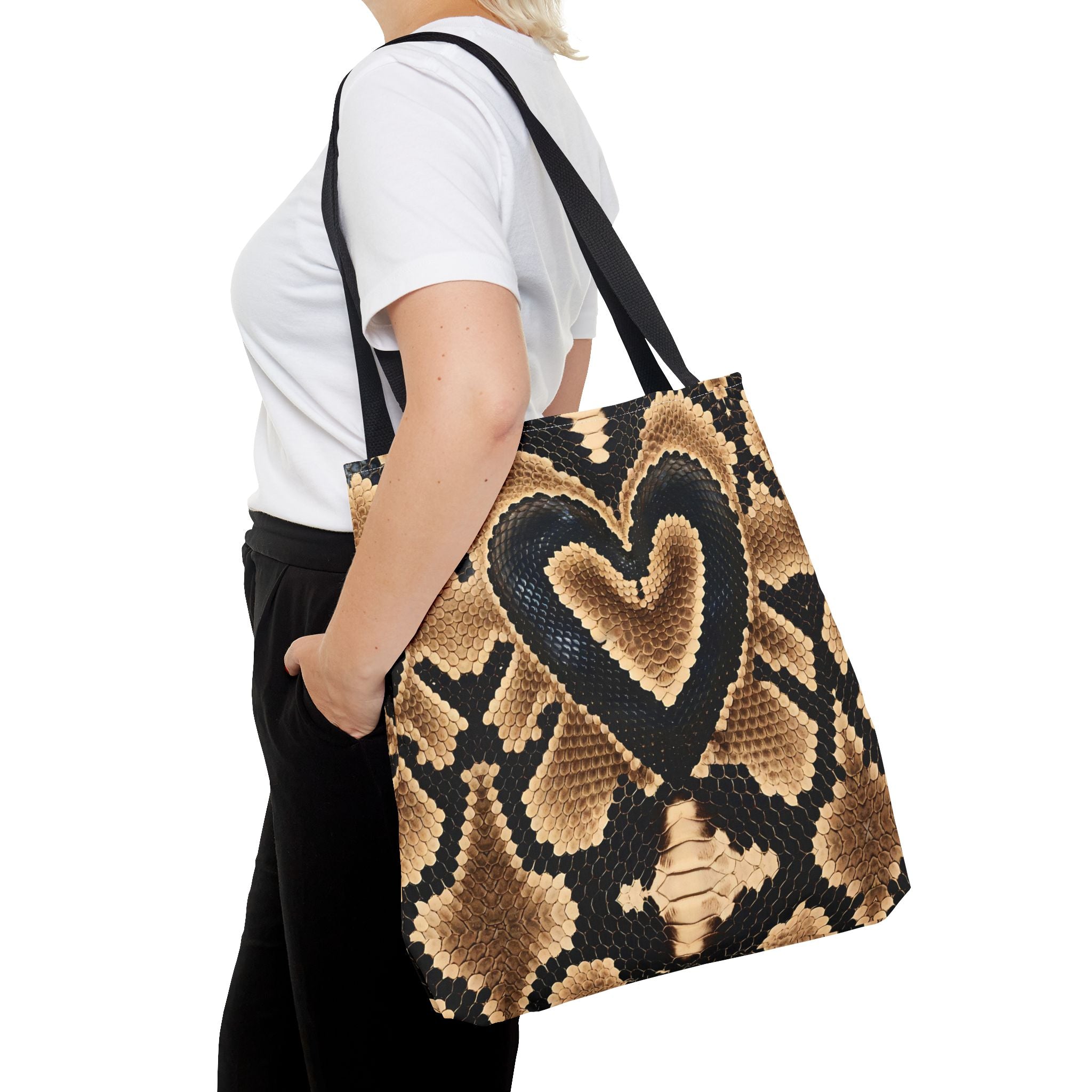 Heart Snake Print Tote Bag - Stylish and Unique for Everyday Use - Angel Body