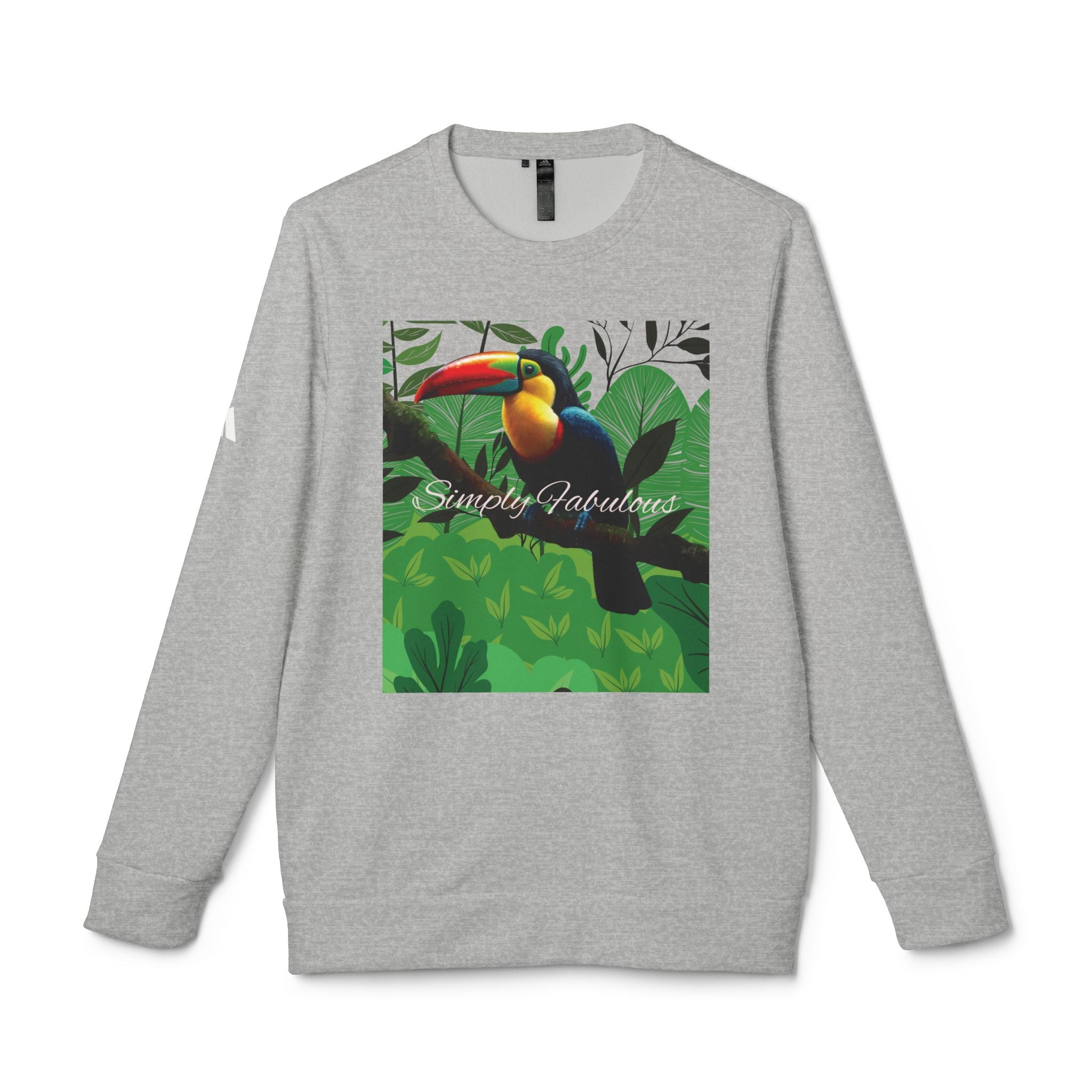 Adidas Unisex Fleece Crewneck Sweatshirt - Simply Fabulous Tropical Toucan Design - Angel Body
