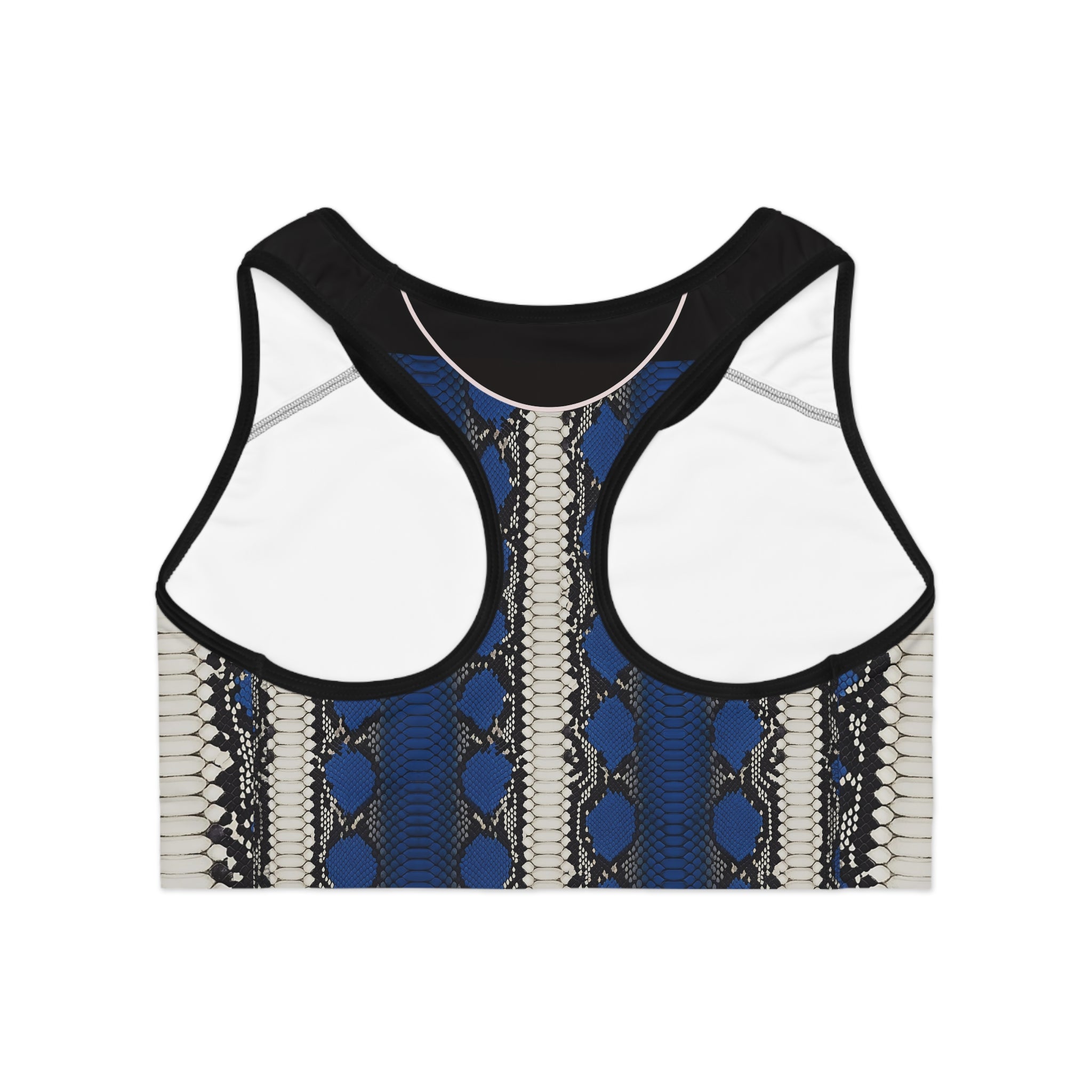 Blue Python Print Sports Bra - Fashionable Activewear for Workout & Gym