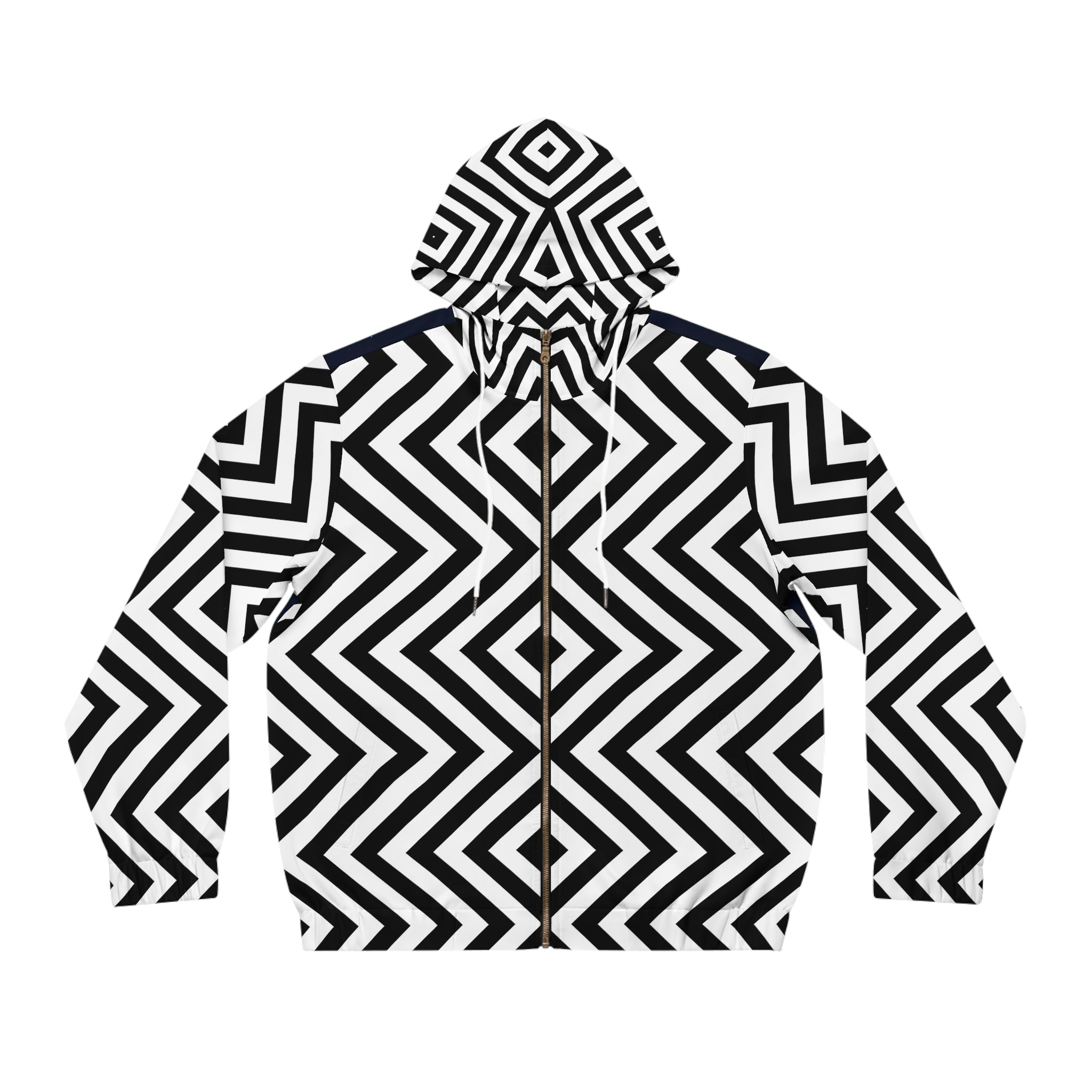 Men's Full-Zip Hoodie - Black to the Future Graphic Design - Angel Body