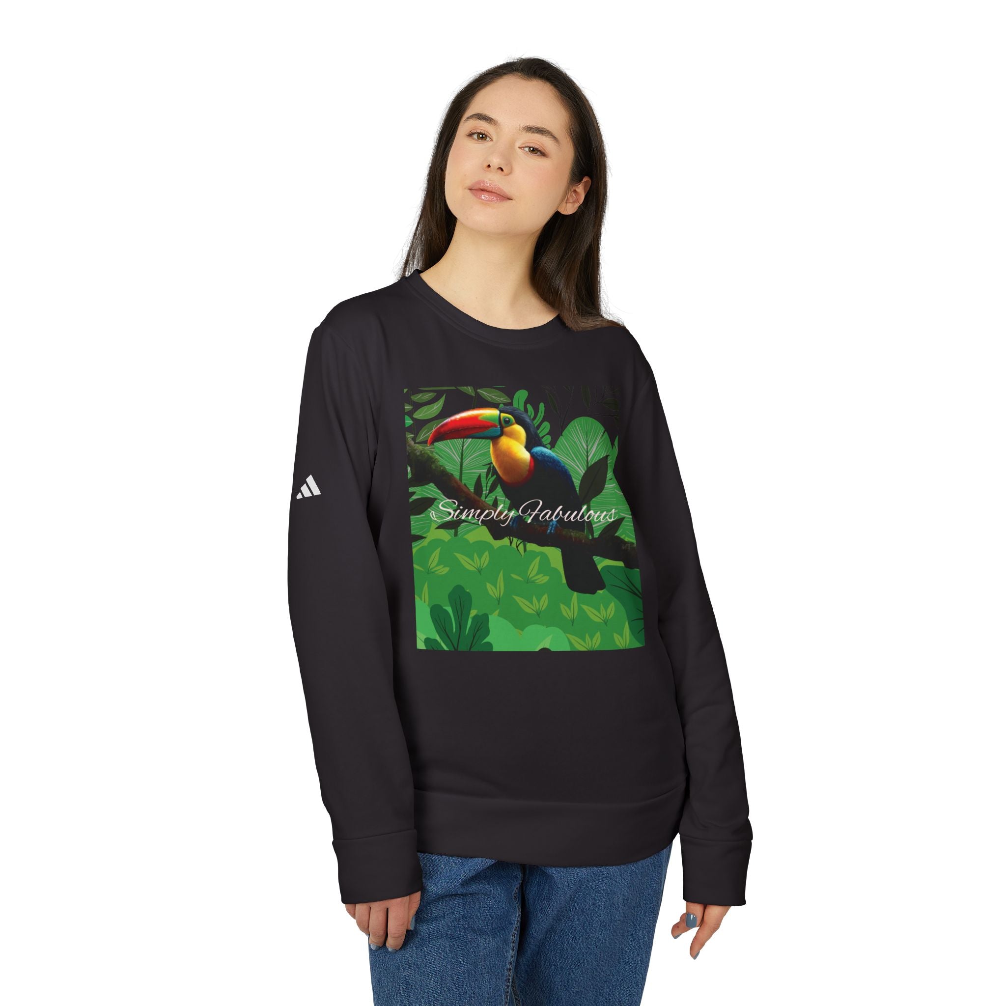 Adidas Unisex Fleece Crewneck Sweatshirt - Simply Fabulous Tropical Toucan Design - Angel Body