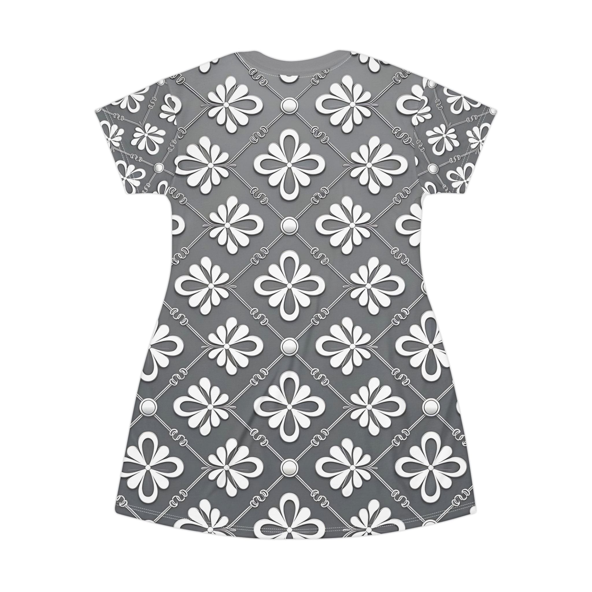 Floral Pattern T-Shirt Dress for Everyday Comfort - Angel Body