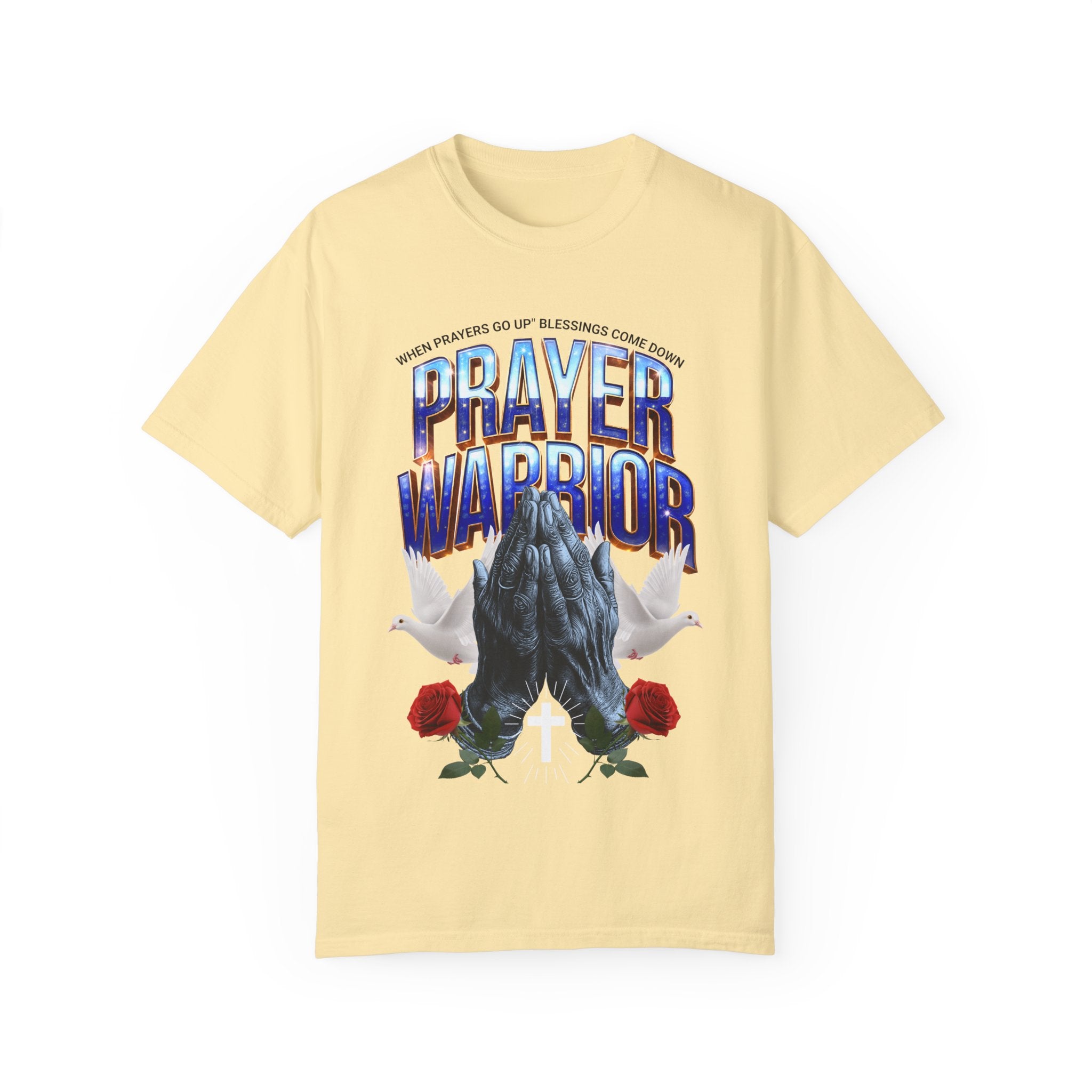 Prayer Warrior Unisex Garment-Dyed T-Shirt - Spiritual Faith Apparel for Believers - Angel Body