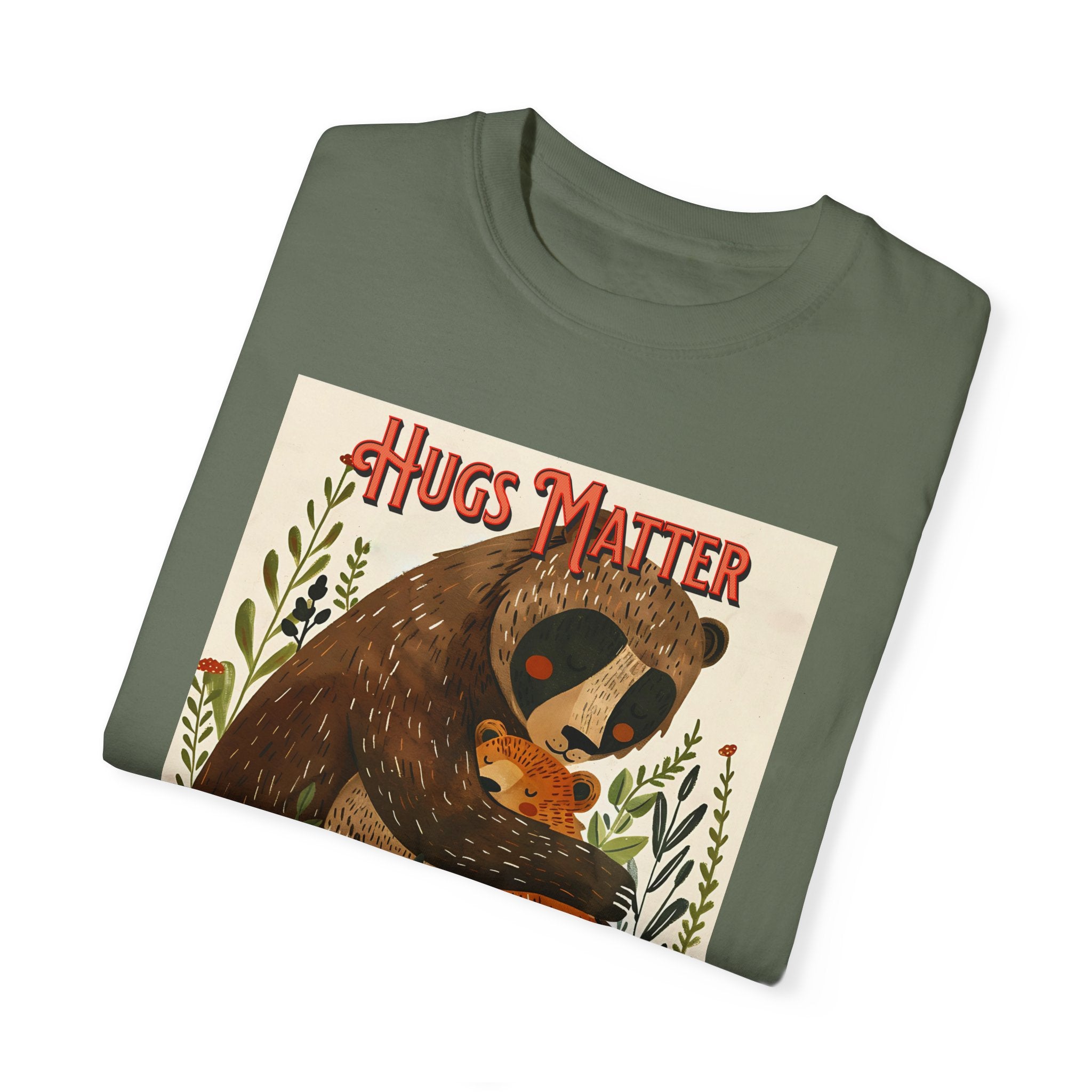 Hugs Matter Unisex Garment-Dyed T-Shirt - Cozy Wildlife Art - Angel Body