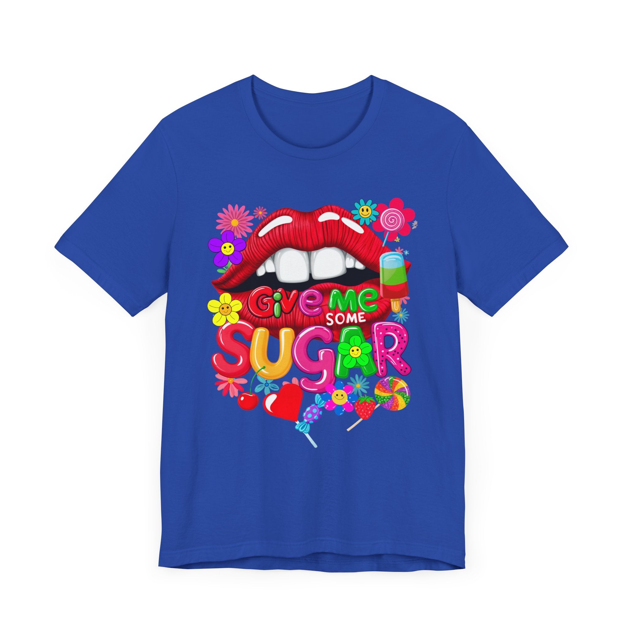 Graphic Tee with Red Sugar Lip and Eye Candy Design - Angel Body