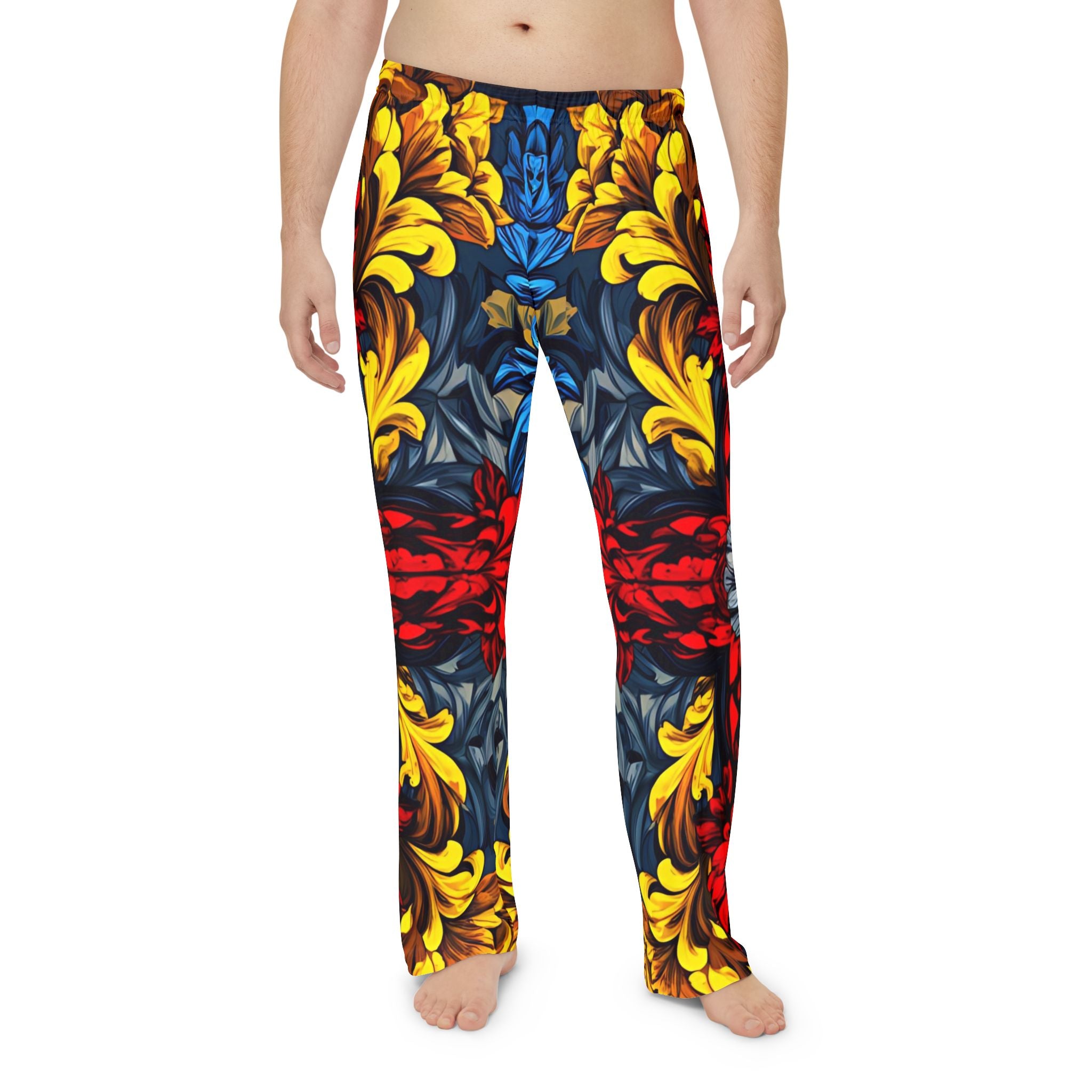 Vibrant Floral Men's Pajama Pants - Comfortable Sleepwear for Relaxing Evenings - Angel Body