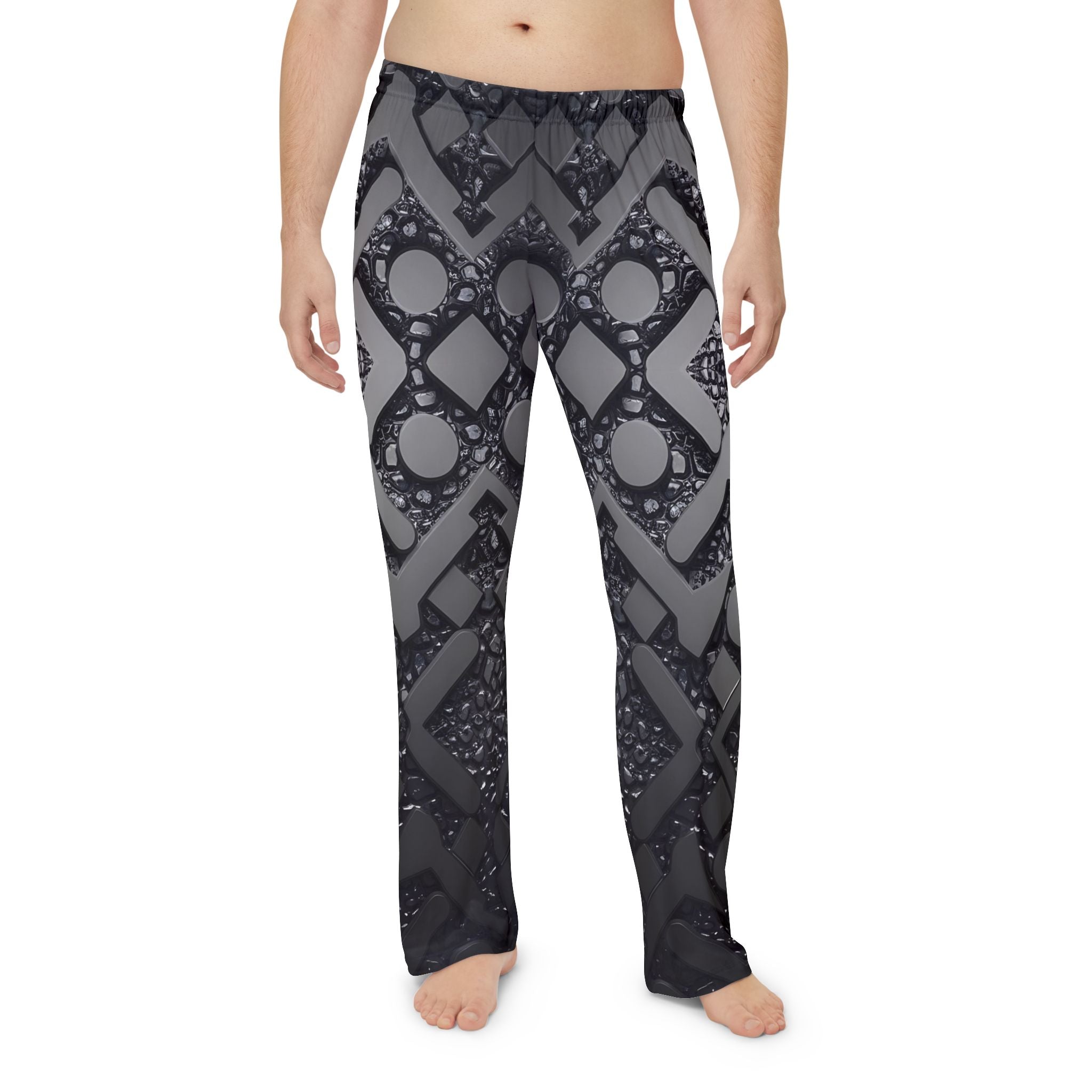 Stylish Men's Pajama Pants - Comfortable Sleepwear with a Black Modern Geometric Design - Angel Body