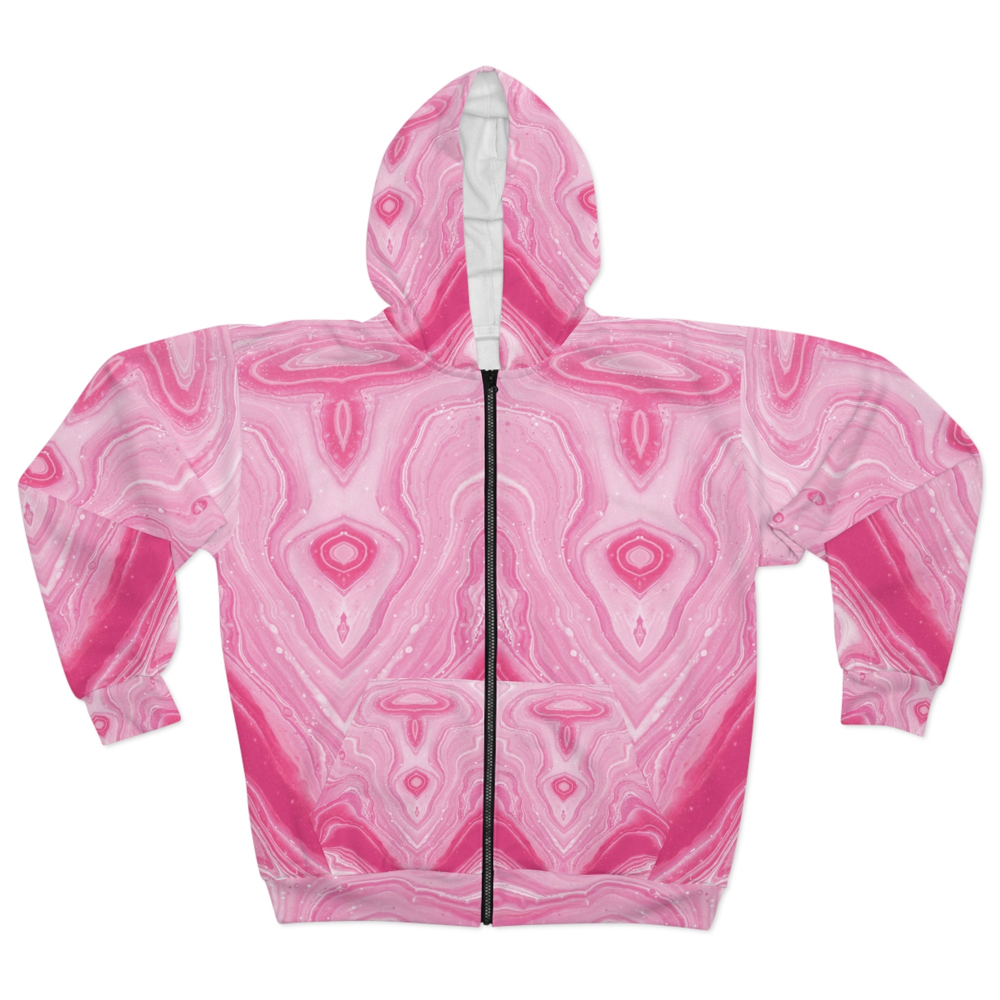 Marble Pink Unisex Zip Hoodie - Trendy Cozy Wear for All Seasons - Angel Body