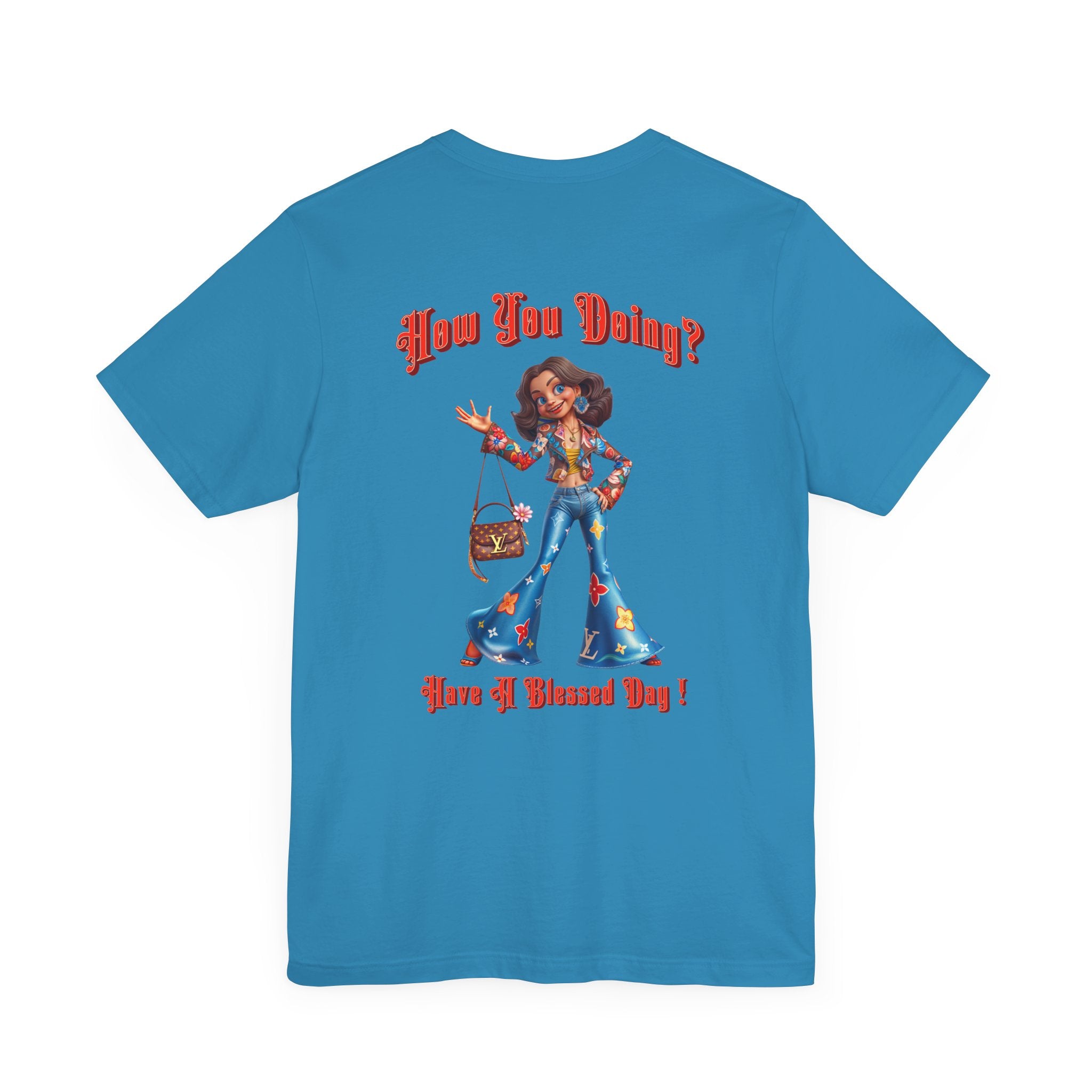 How You Doing Unisex Tee - Happy Young Lady Greeting Design - Angel Body
