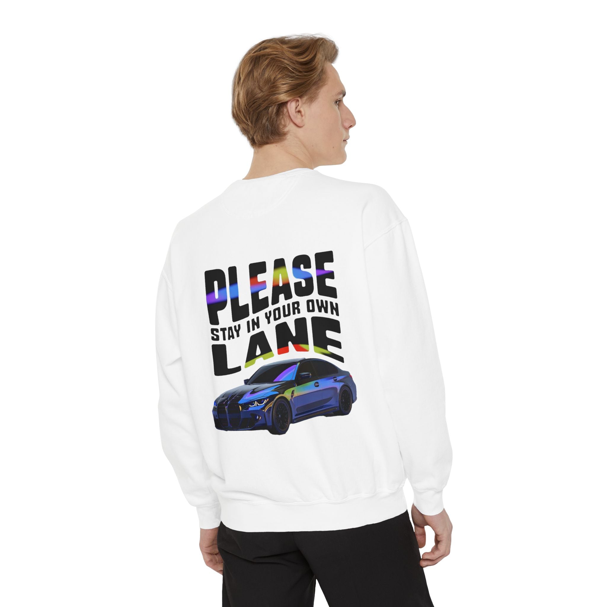 Unisex Sweatshirt - 'Please Stay in Your Own Lane' Car Design - Angel Body