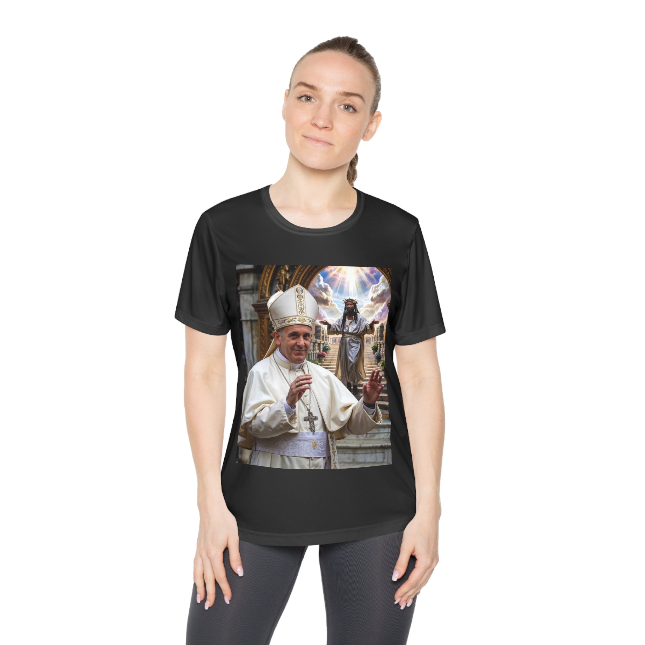 Pope-Inspired Ladies Competitor Tee - Faith & Inspiration Graphic Tee - Angel Body