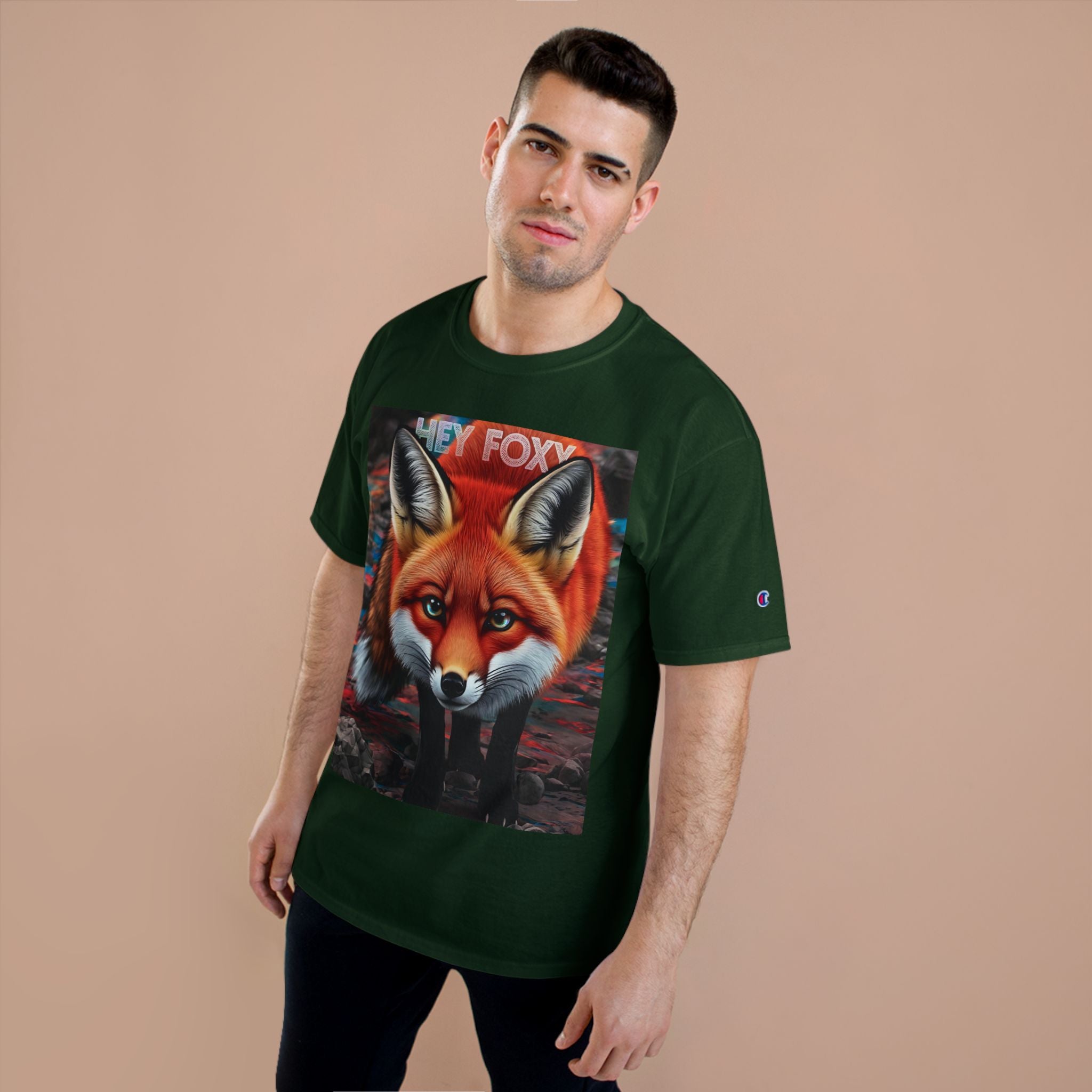 Hey Foxy Champion T-Shirt – Cute Fox Graphic Tee for Nature Lovers - Angel Body