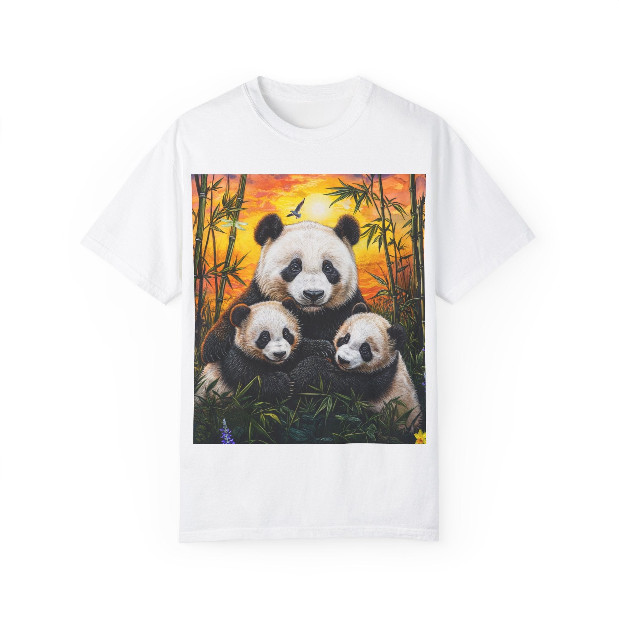 Cute Panda Family Unisex Garment-Dyed T-shirt - Perfect for Animal Lovers - Angel Body