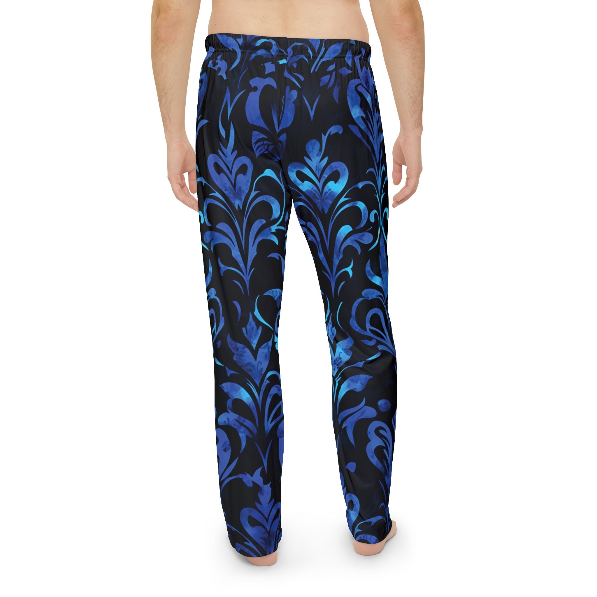 Men's Blue Floral Pajama Pants - Comfortable Sleepwear for Relaxation and Cozy Nights - Angel Body