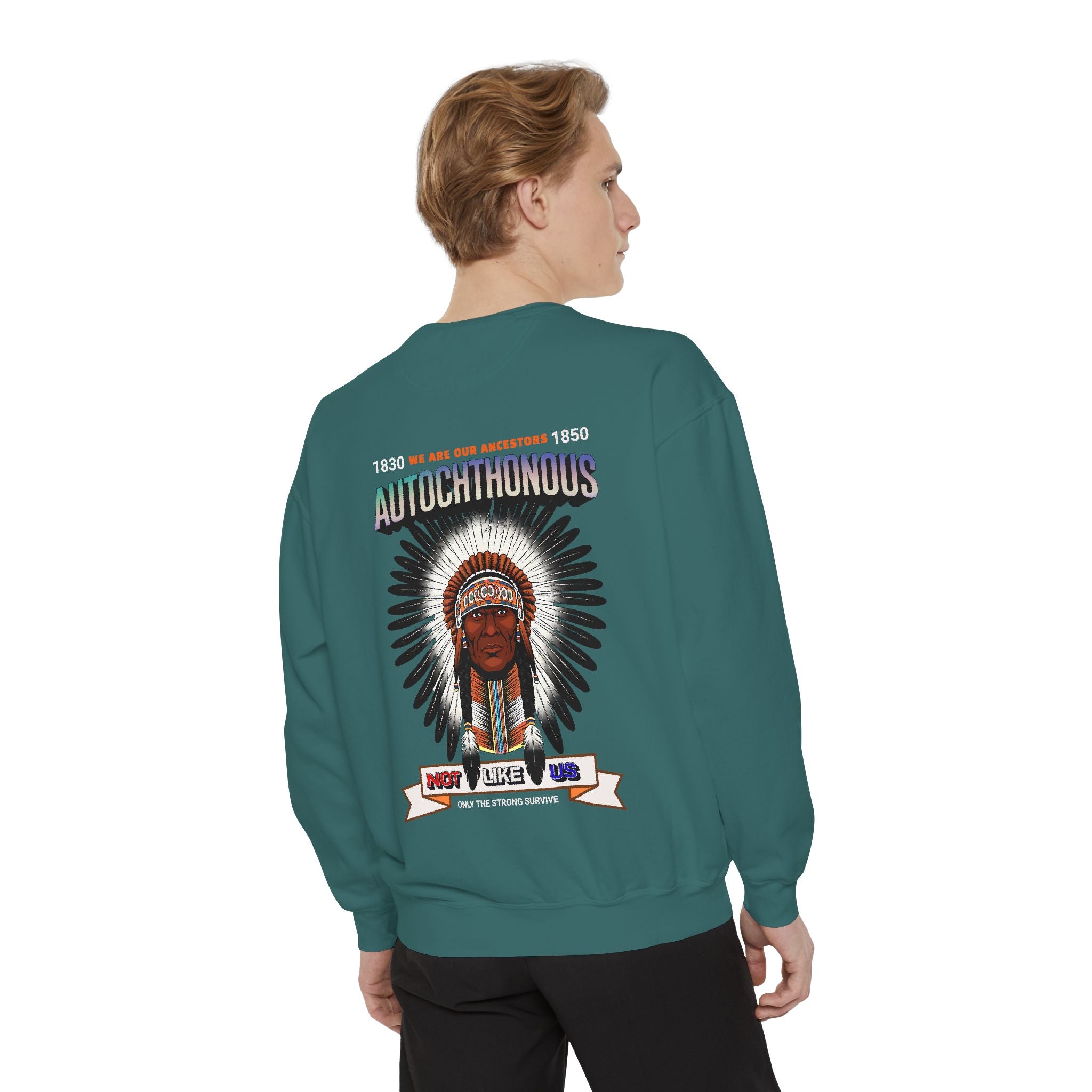 Autochthonous Heritage Sweatshirt - Unisex Garment-Dyed Hoodie with Indigenous Design - Angel Body