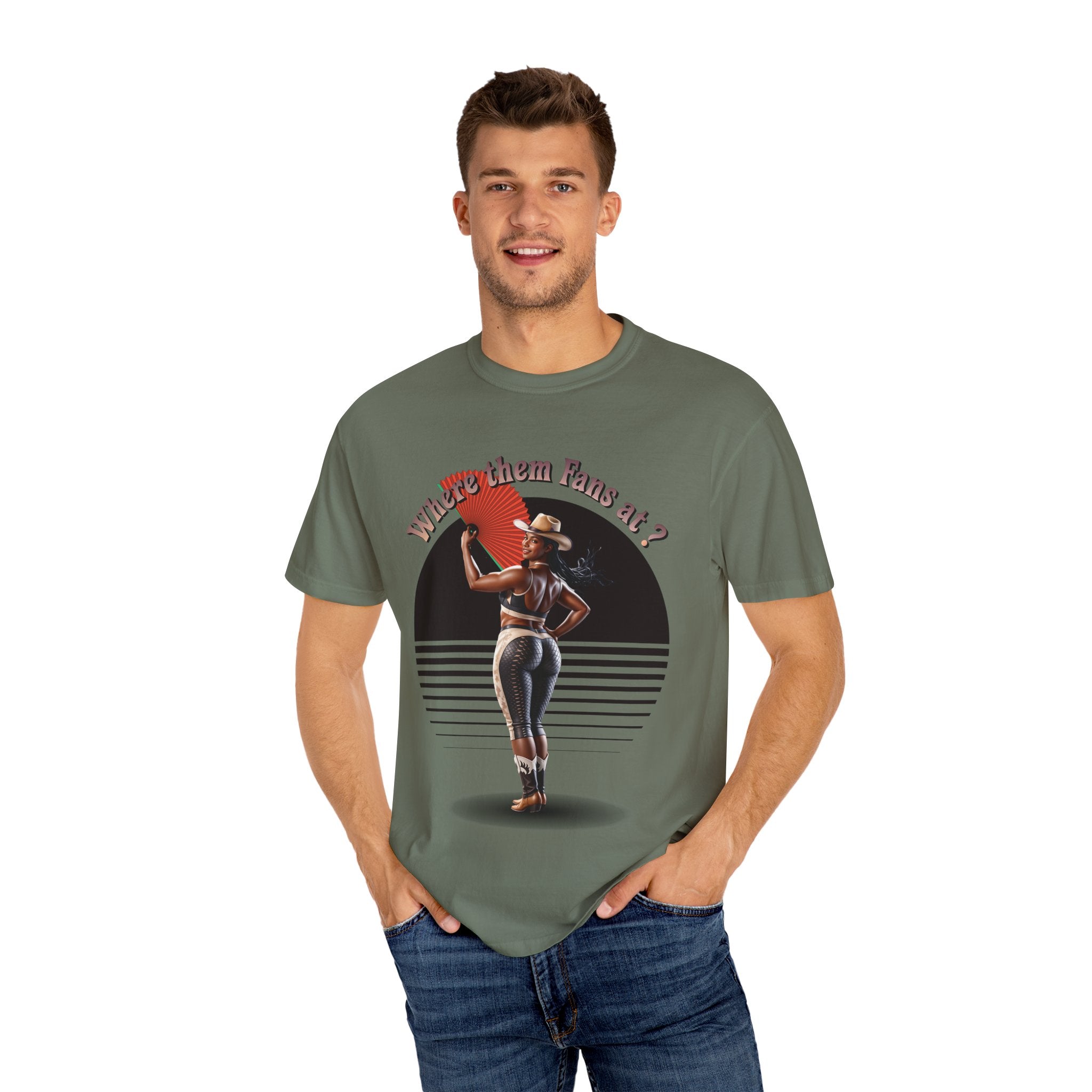 Retro Graphic T-Shirt - 'Where Them Fans At' Urban Style - Angel Body