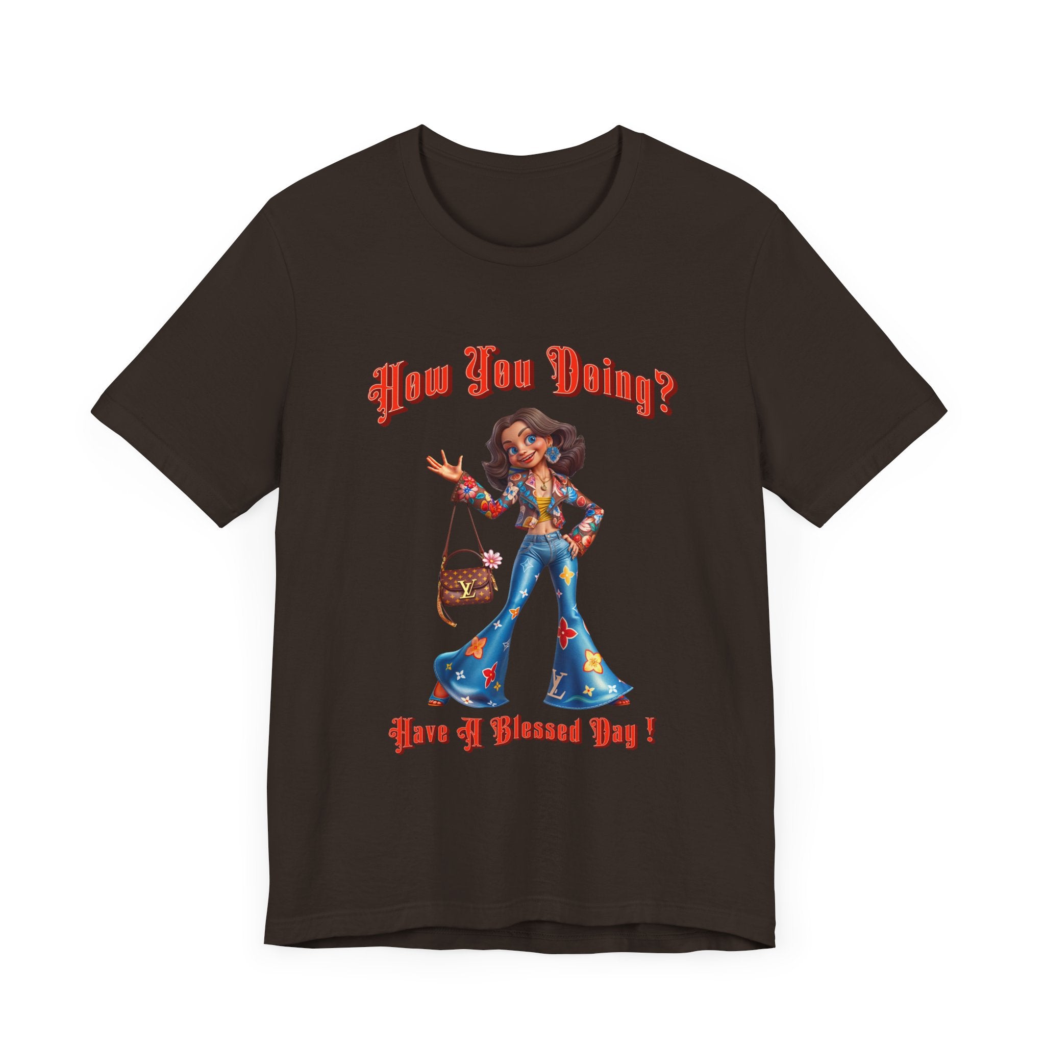 How You Doing Unisex Tee - Happy Young Lady Greeting Design - Angel Body