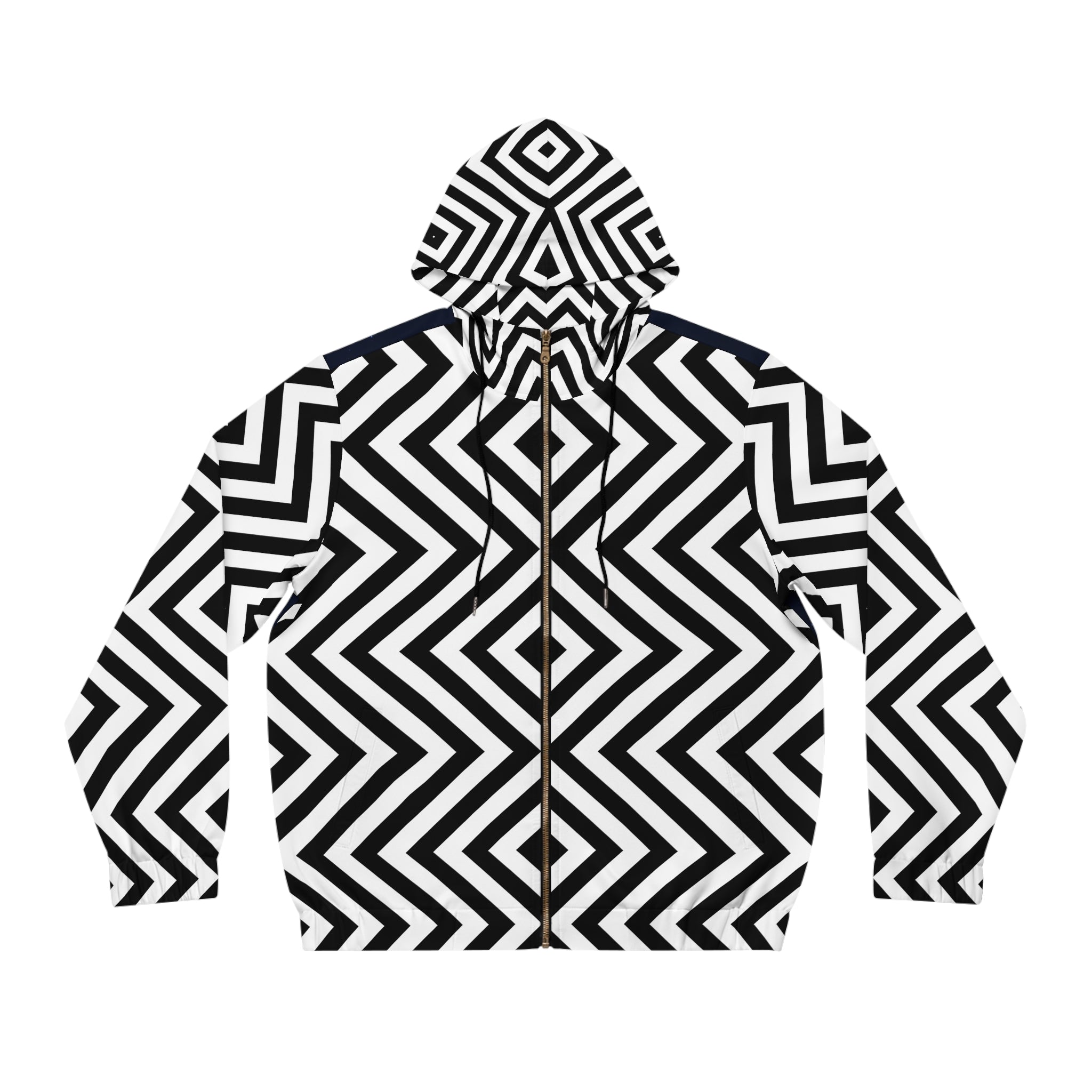 Men's Full-Zip Hoodie - Black to the Future Graphic Design - Angel Body