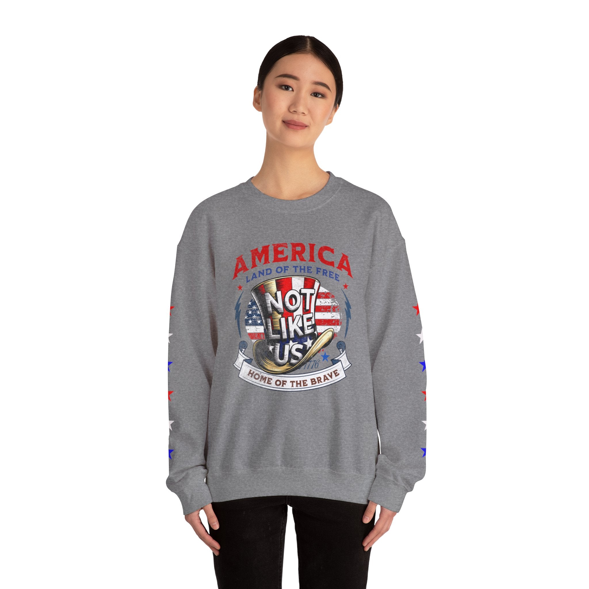 Patriotic Unisex Crewneck Sweatshirt - 'Not Like Us' American Pride - Angel Body