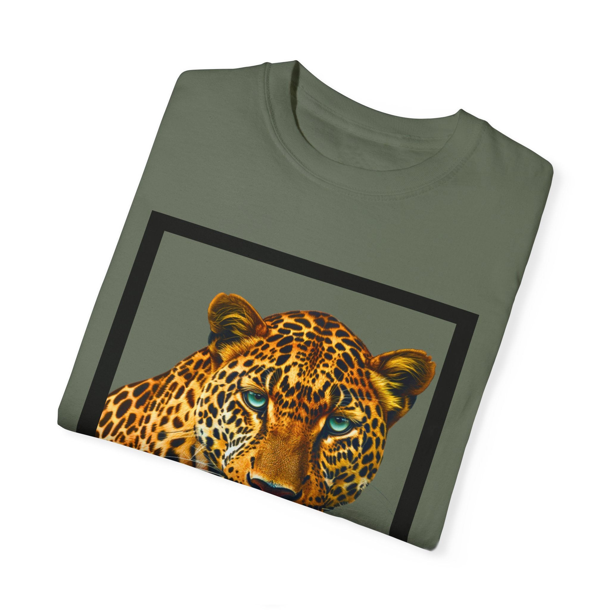 Leopard Print Unisex Garment-Dyed T-Shirt | Wild Animal Graphic Tee - Angel Body