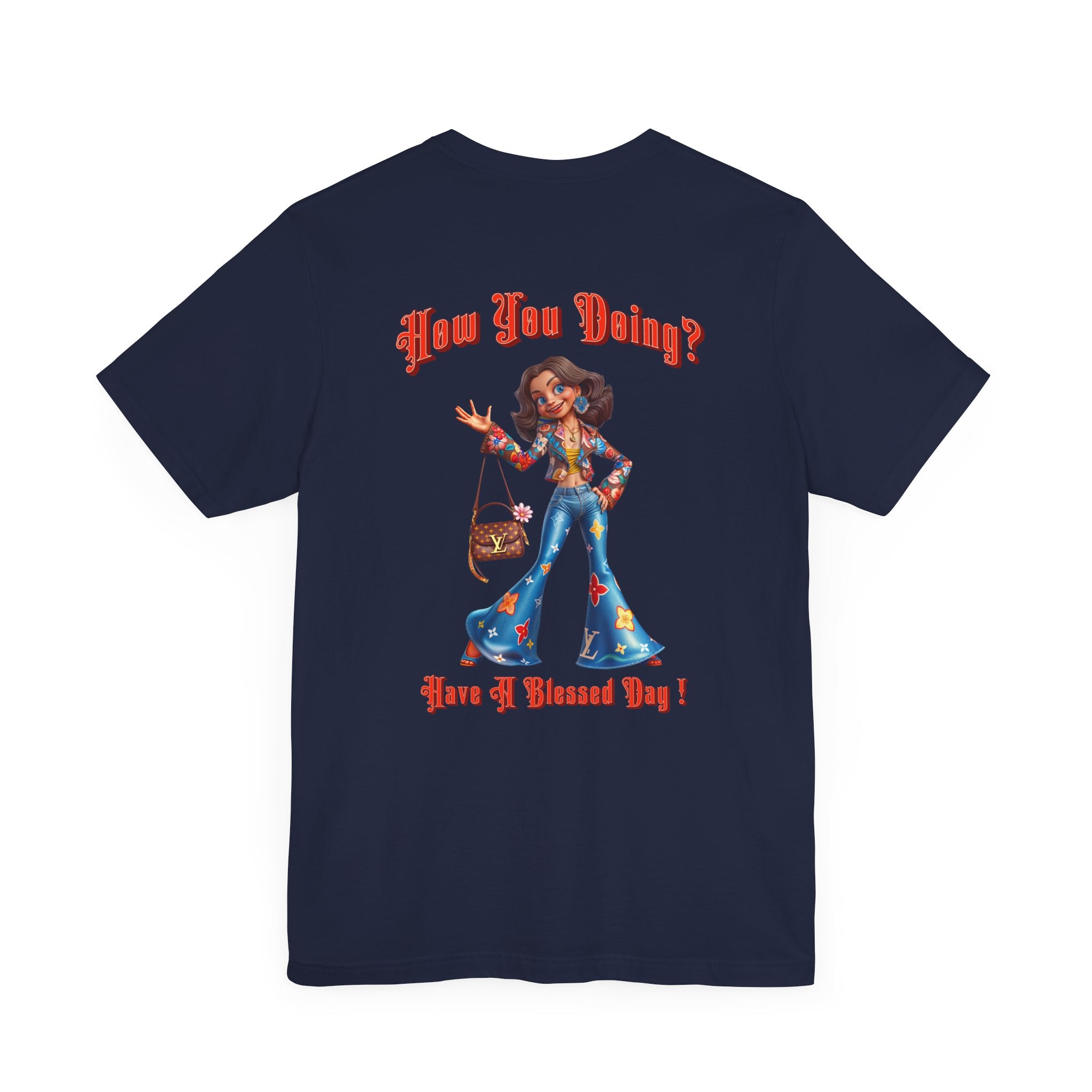 How You Doing Unisex Tee - Happy Young Lady Greeting Design - Angel Body