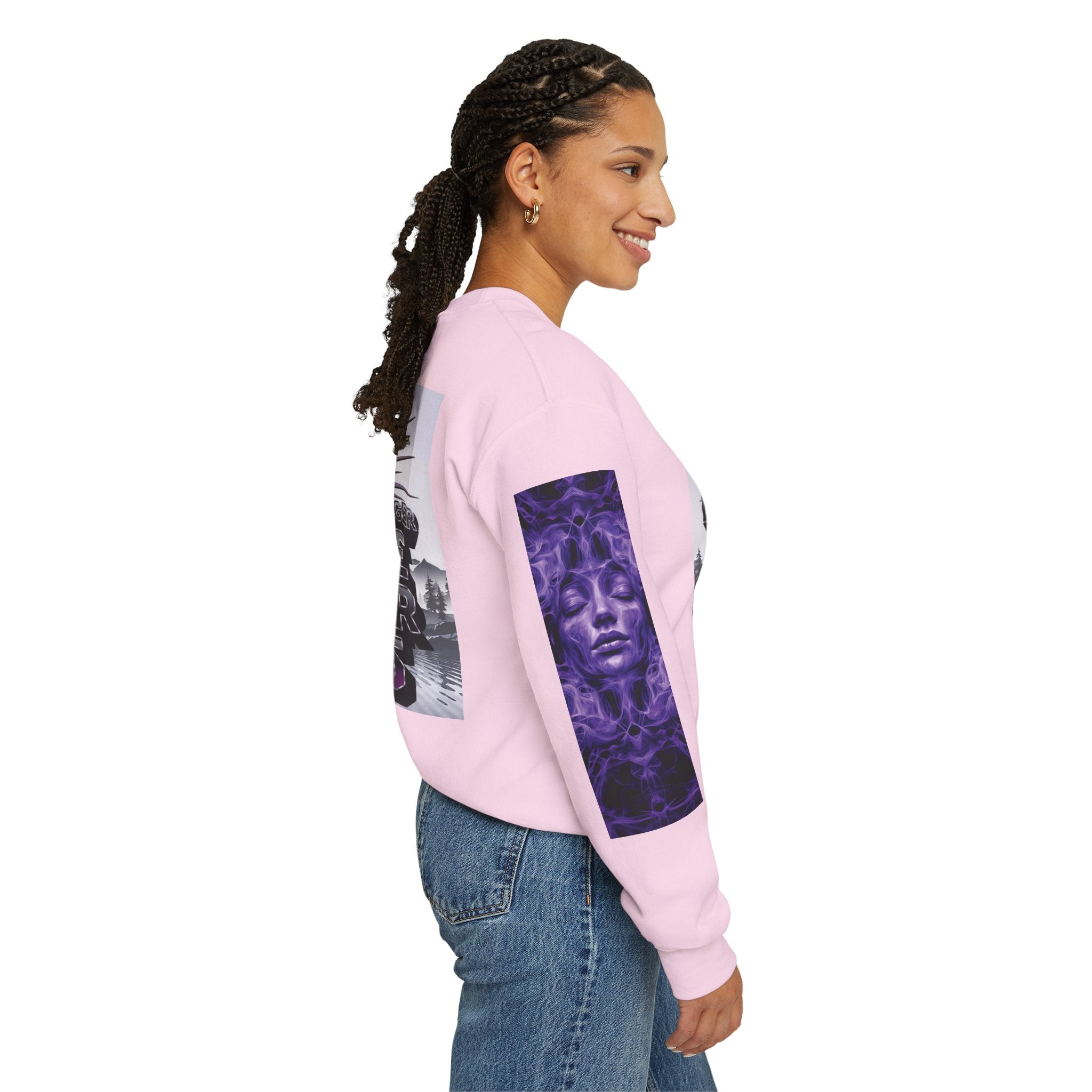 Dream Bigger Hustle Harder Crewneck Sweatshirt | Motivational Unisex Sweatshirt for Dreamers and Go-Getters - Angel Body