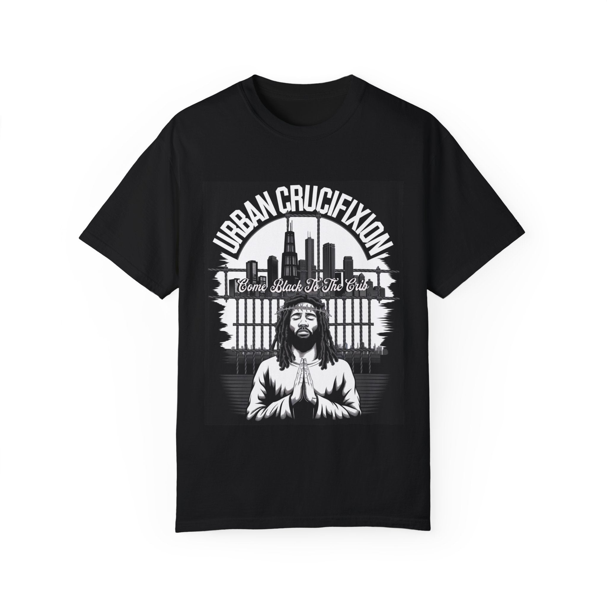 Urban Crucifixion Unisex Garment-Dyed T-Shirt - Street Art Inspired Design - Angel Body
