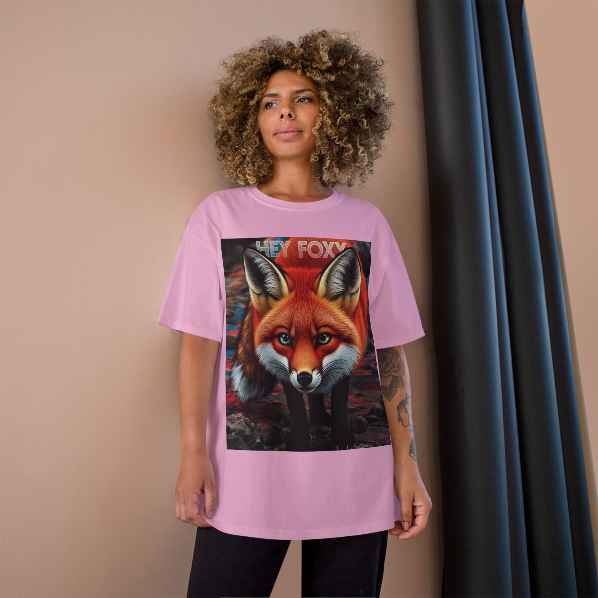 Hey Foxy Champion T-Shirt – Cute Fox Graphic Tee for Nature Lovers - Angel Body