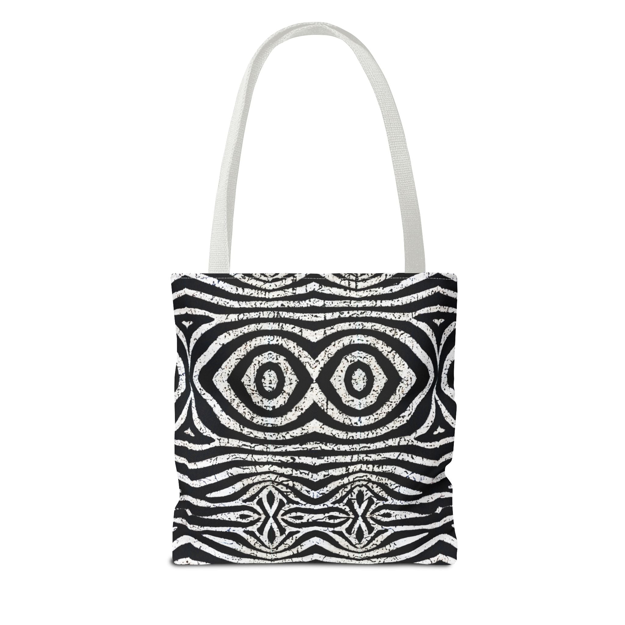Trendy Black and White Tote Bag with Abstract Pattern | Stylish and Versatile Carryall - Angel Body