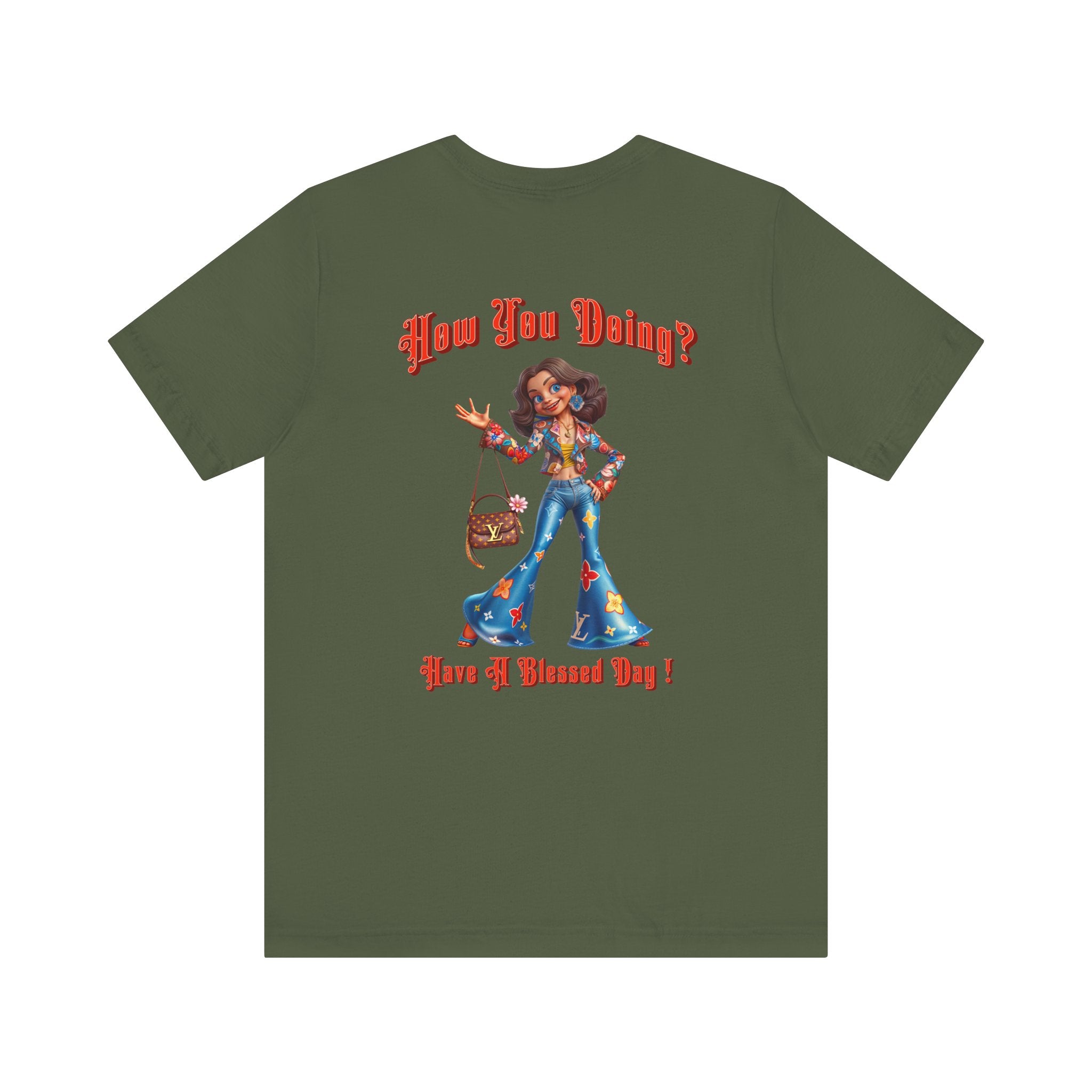 How You Doing Unisex Tee - Happy Young Lady Greeting Design - Angel Body