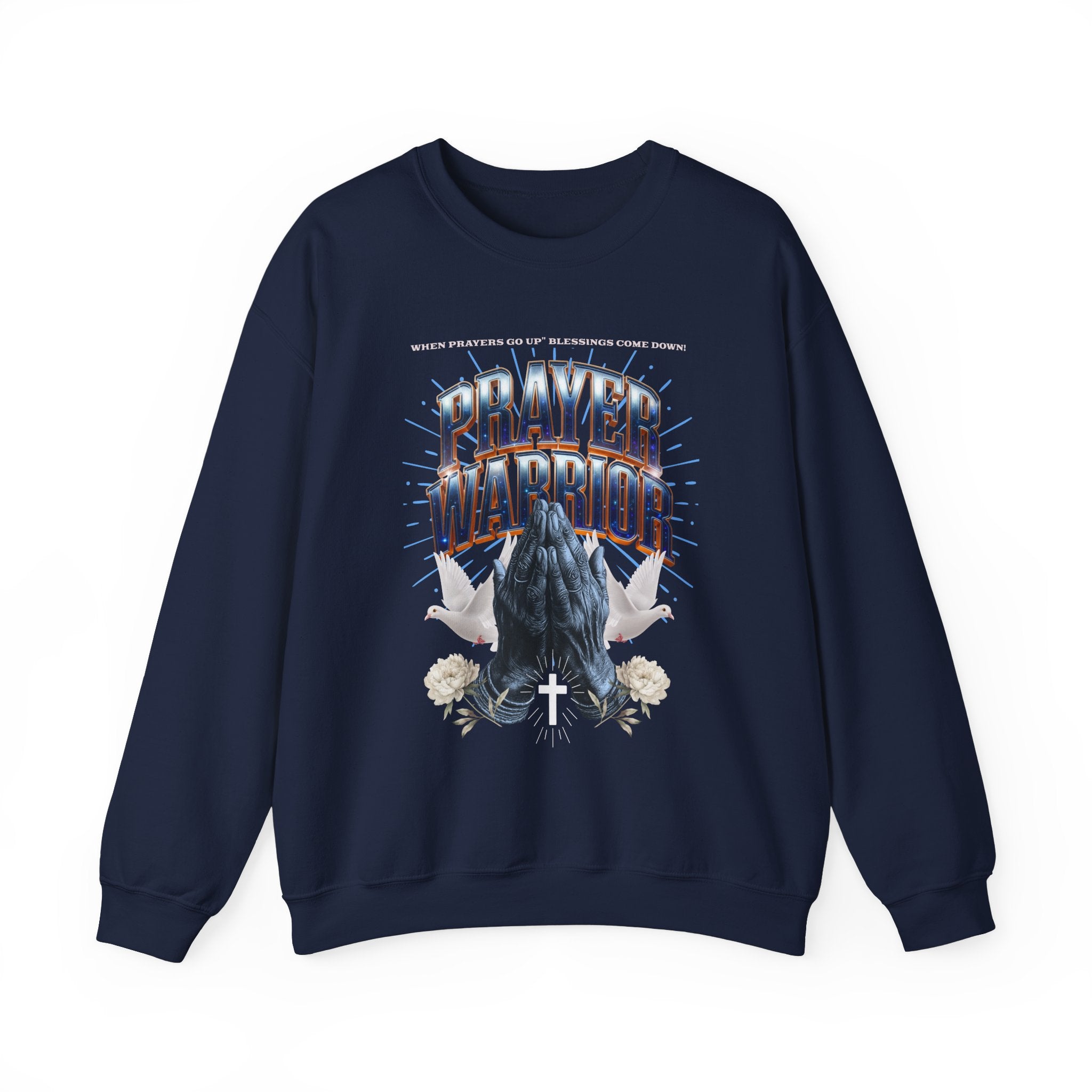 Prayer Warrior Crewneck Sweatshirt - Unisex Heavy Blend™ - Faith-Inspired Apparel - Angel Body