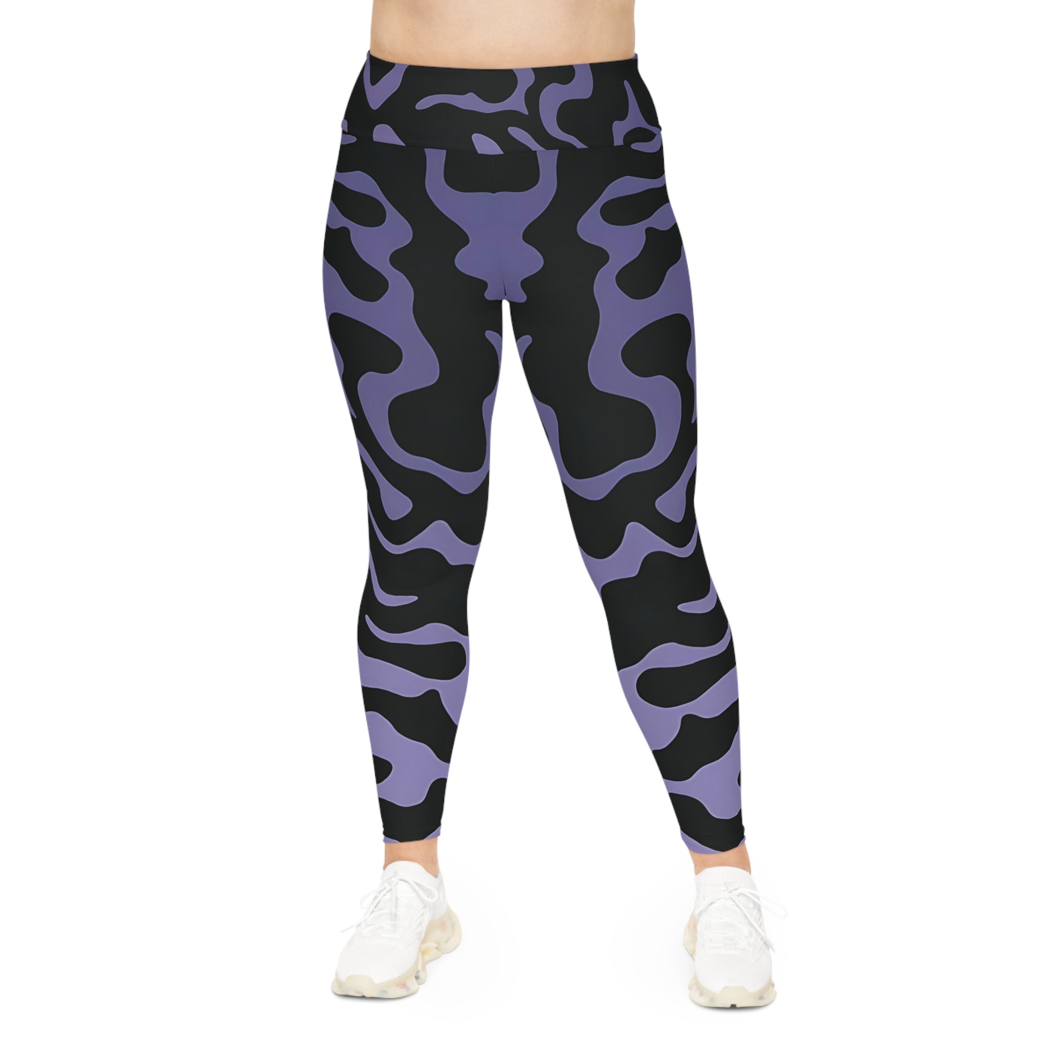 New Custom design Size Leggings purple and black camouflage style (AOP) very fun look - Angel Body