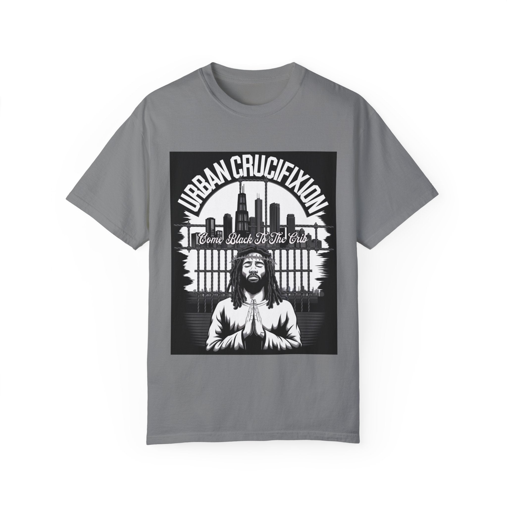 Urban Crucifixion Unisex Garment-Dyed T-Shirt - Street Art Inspired Design - Angel Body
