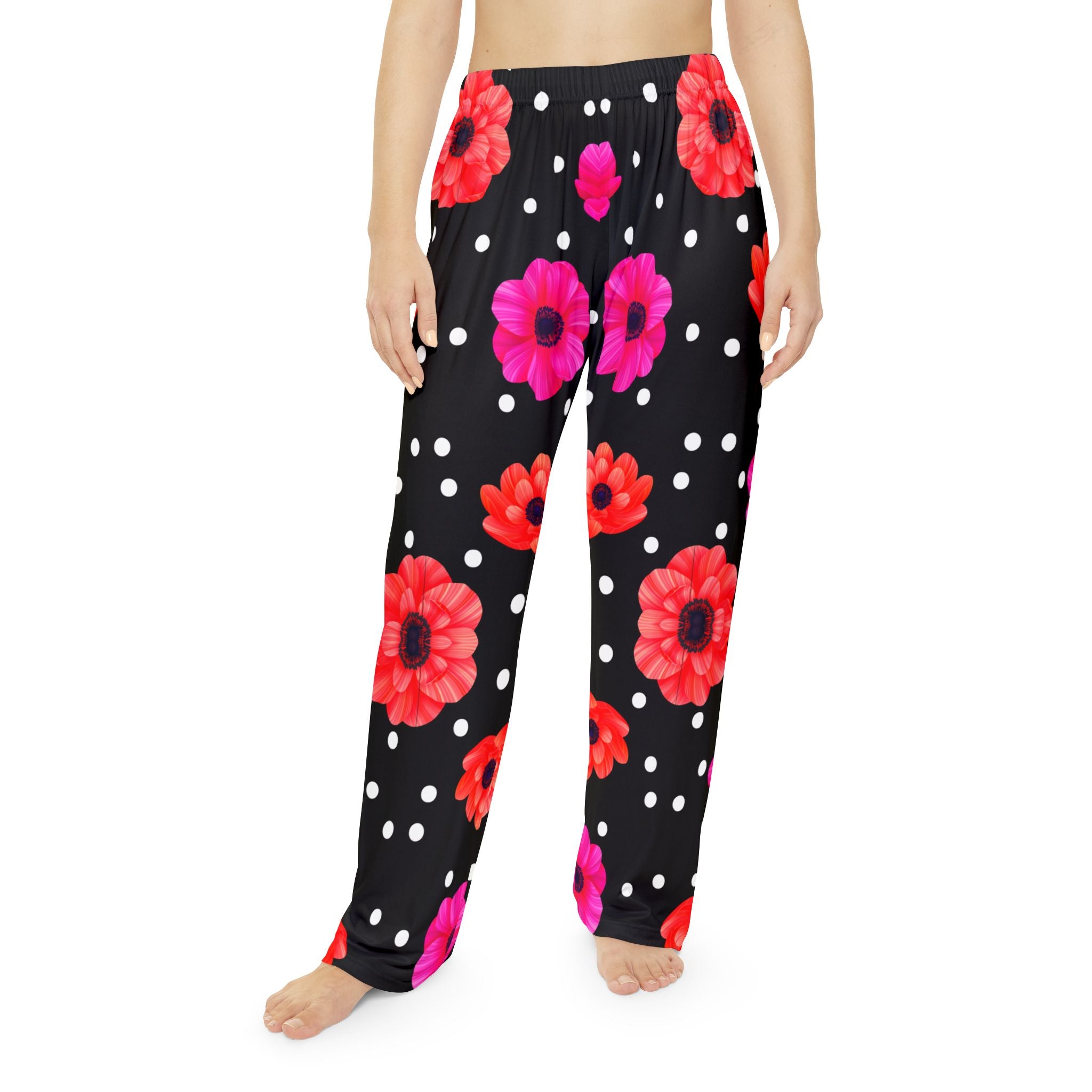 Floral Print Women's Pajama Pants called snow flower - Cozy & Chic Loungewear - Angel Body