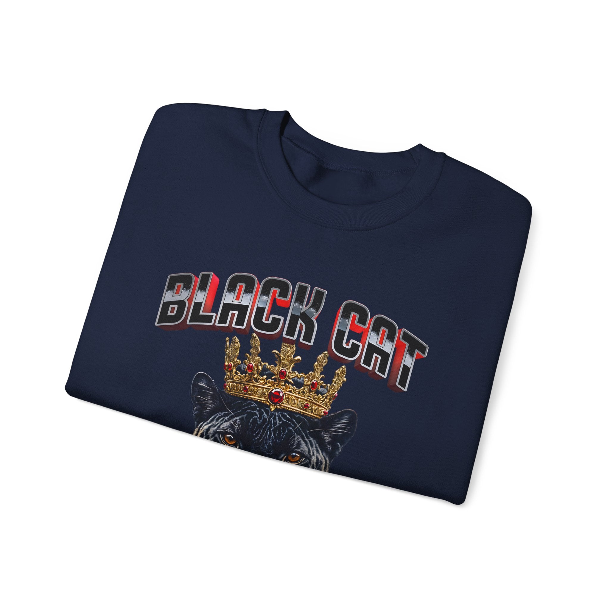 Black Cat Crowned Sweatshirt - Unisex Heavy Blend™, Stay on the Prowl for Success! - Angel Body