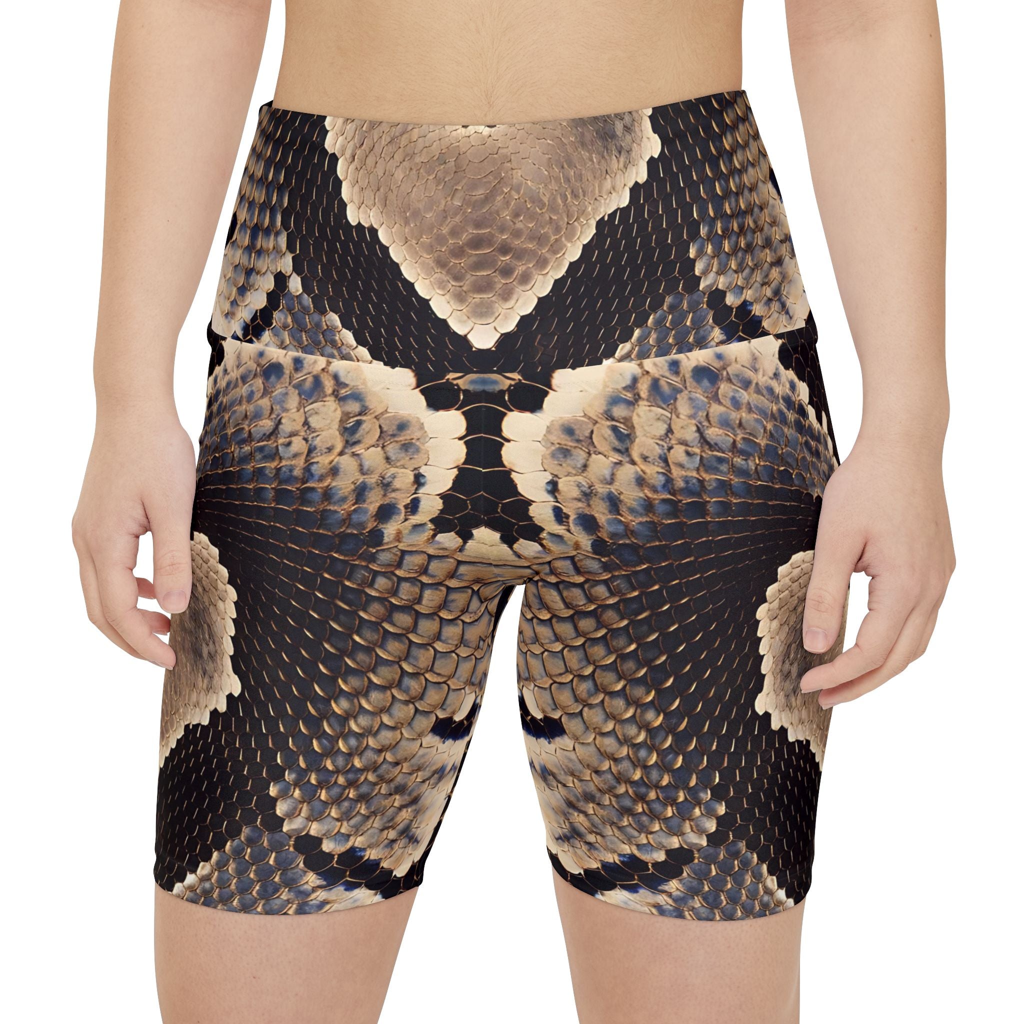 Fierce Python Print Women's Workout Shorts - Stylish Activewear for the Bold - Angel Body